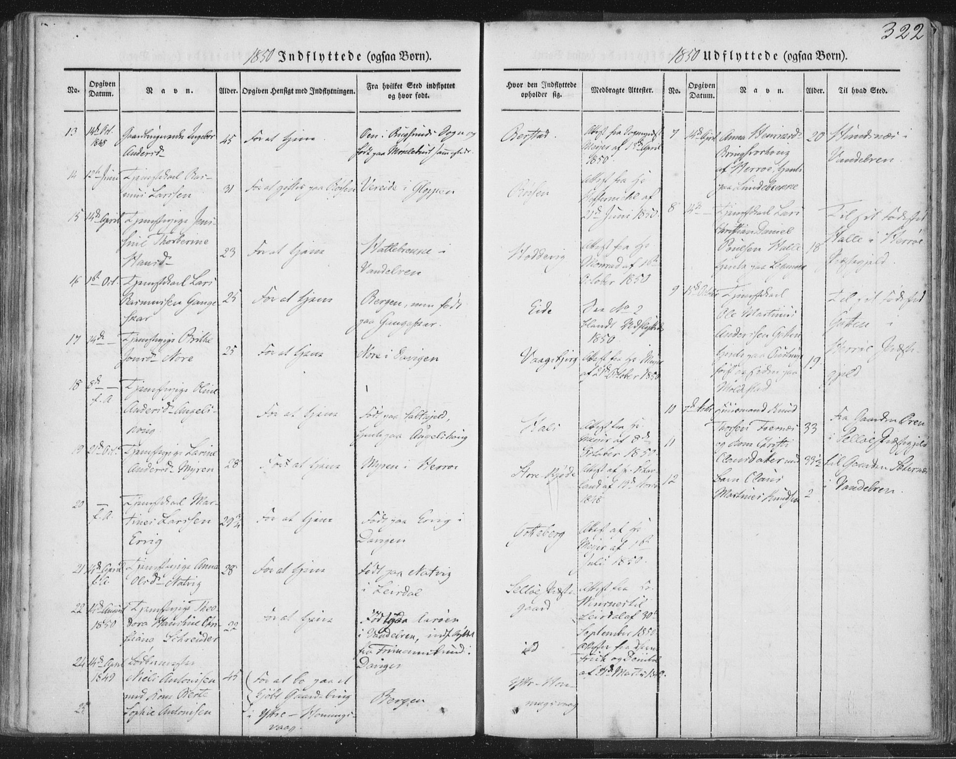 Selje sokneprestembete, AV/SAB-A-99938/H/Ha/Haa/Haaa: Parish register (official) no. A 10, 1844-1858, p. 322