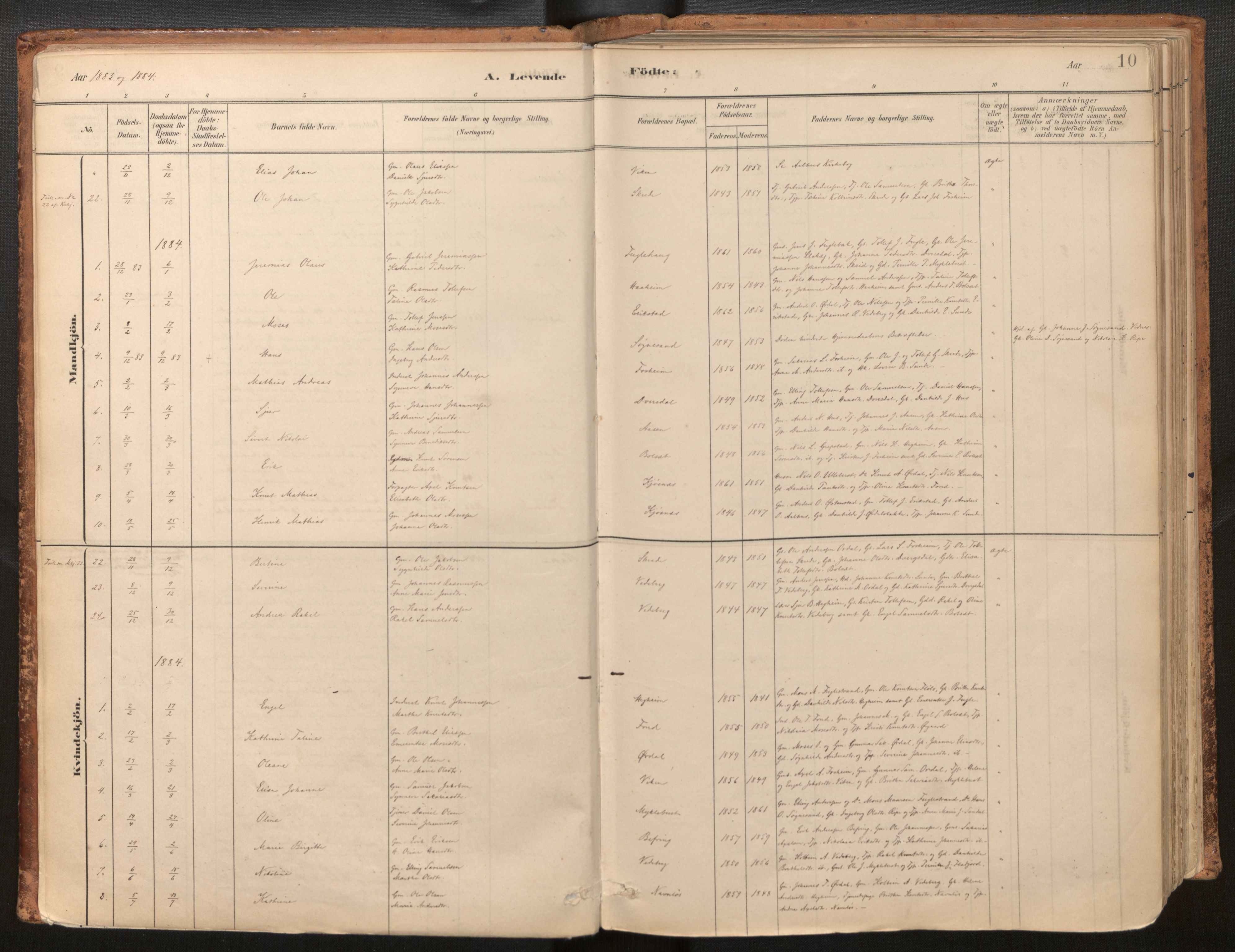 Jølster sokneprestembete, SAB/A-80701/H/Haa/Haac/L0001: Parish register (official) no. C 1, 1882-1928, p. 10