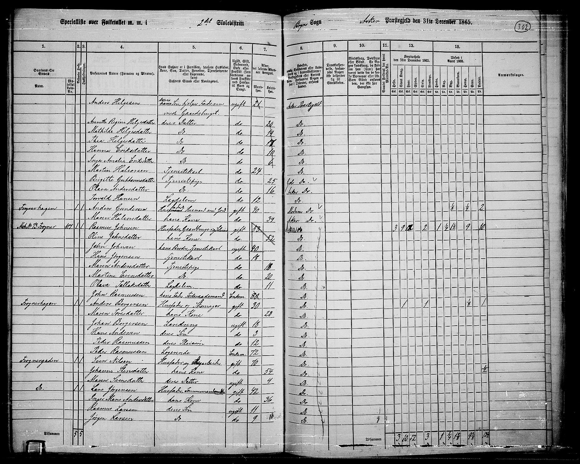 RA, 1865 census for Asker, 1865, p. 291