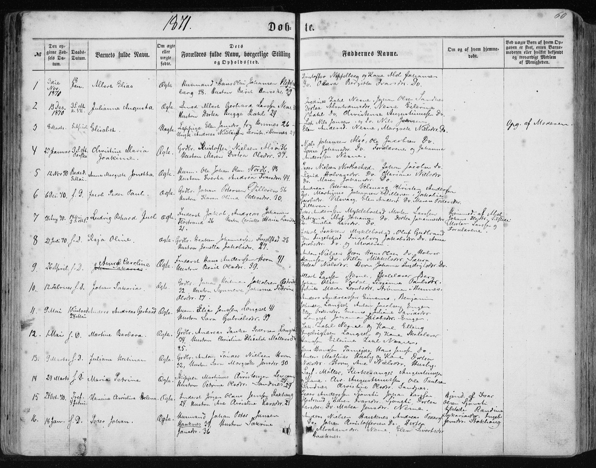 Ministerialprotokoller, klokkerbøker og fødselsregistre - Nordland, SAT/A-1459/838/L0556: Parish register (copy) no. 838C03, 1861-1893, p. 60