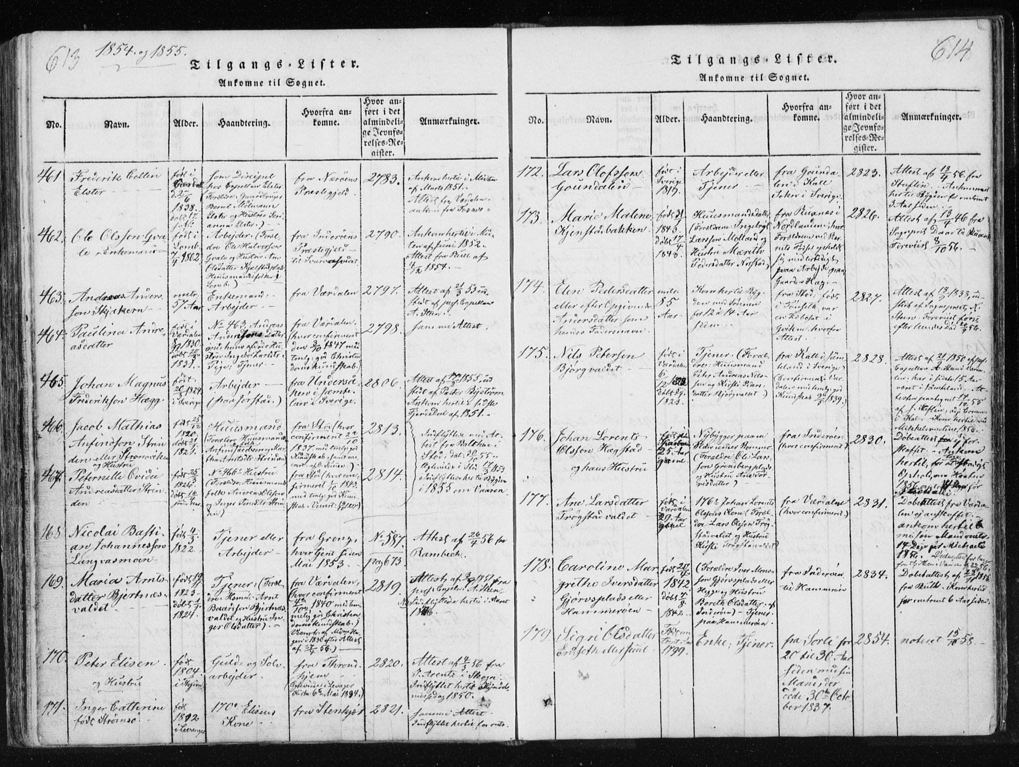 Ministerialprotokoller, klokkerbøker og fødselsregistre - Nord-Trøndelag, SAT/A-1458/749/L0469: Parish register (official) no. 749A03, 1817-1857, p. 613-614