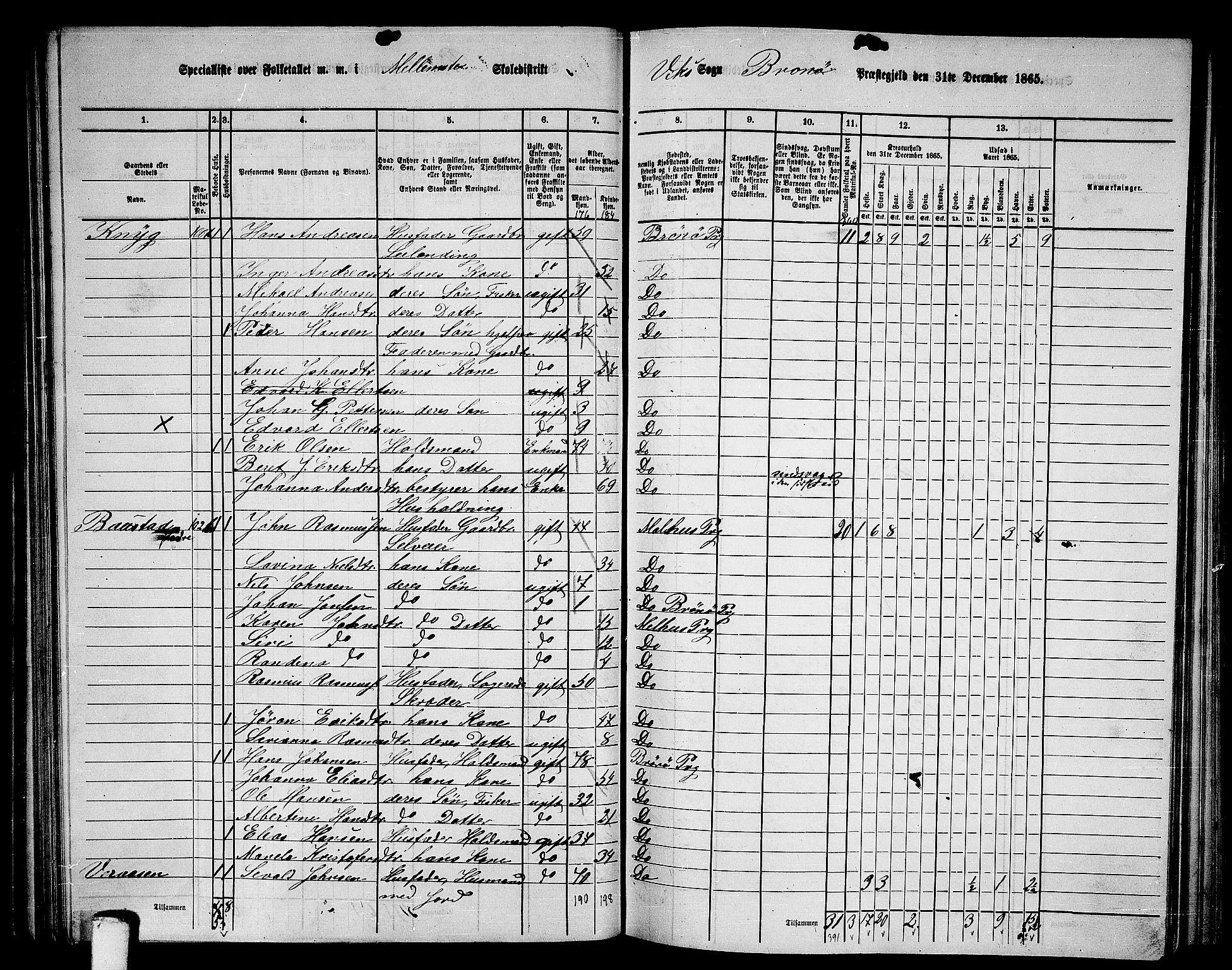 RA, 1865 census for Brønnøy, 1865, p. 70