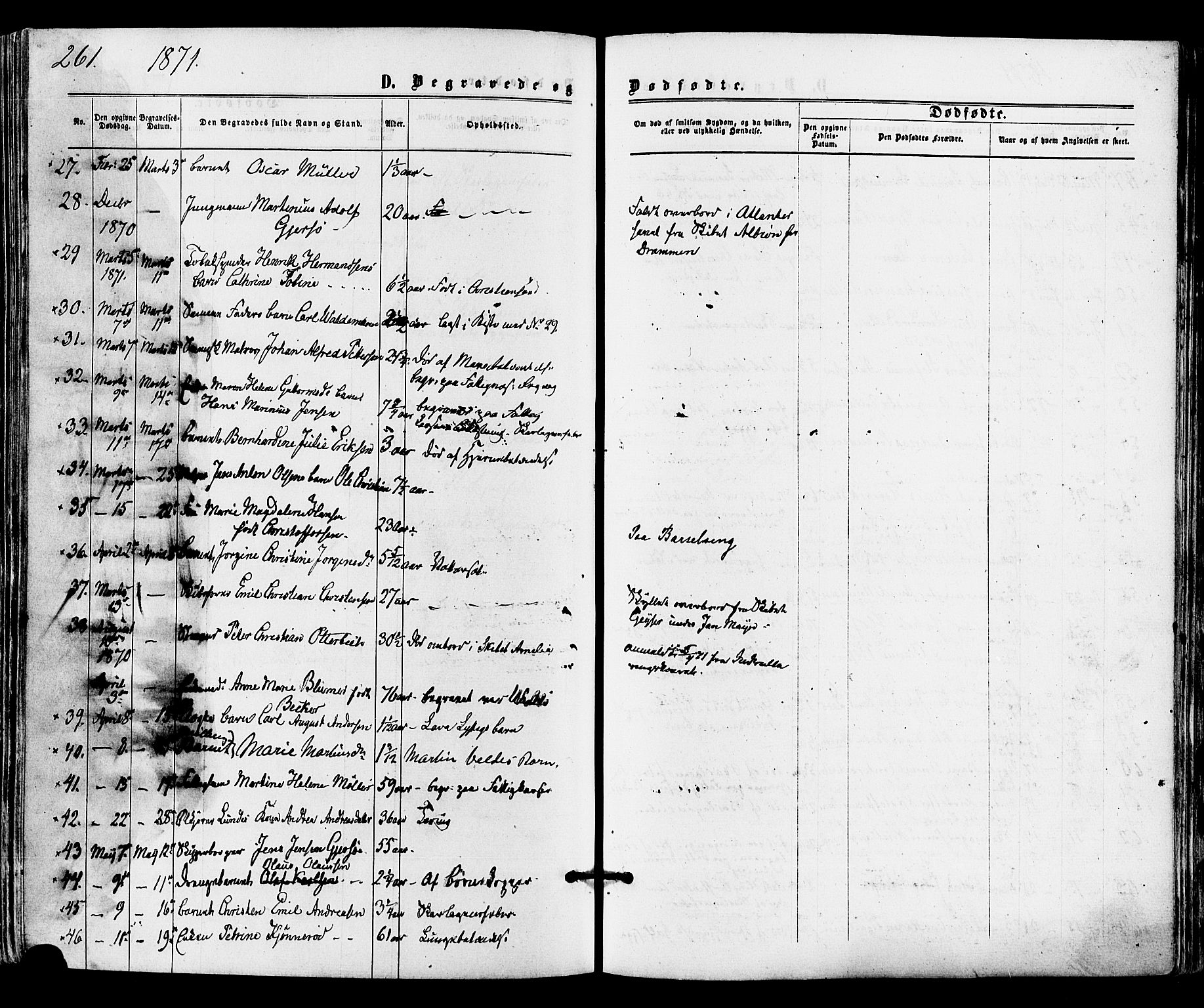 Tønsberg kirkebøker, AV/SAKO-A-330/F/Fa/L0009: Parish register (official) no. I 9, 1865-1873, p. 261