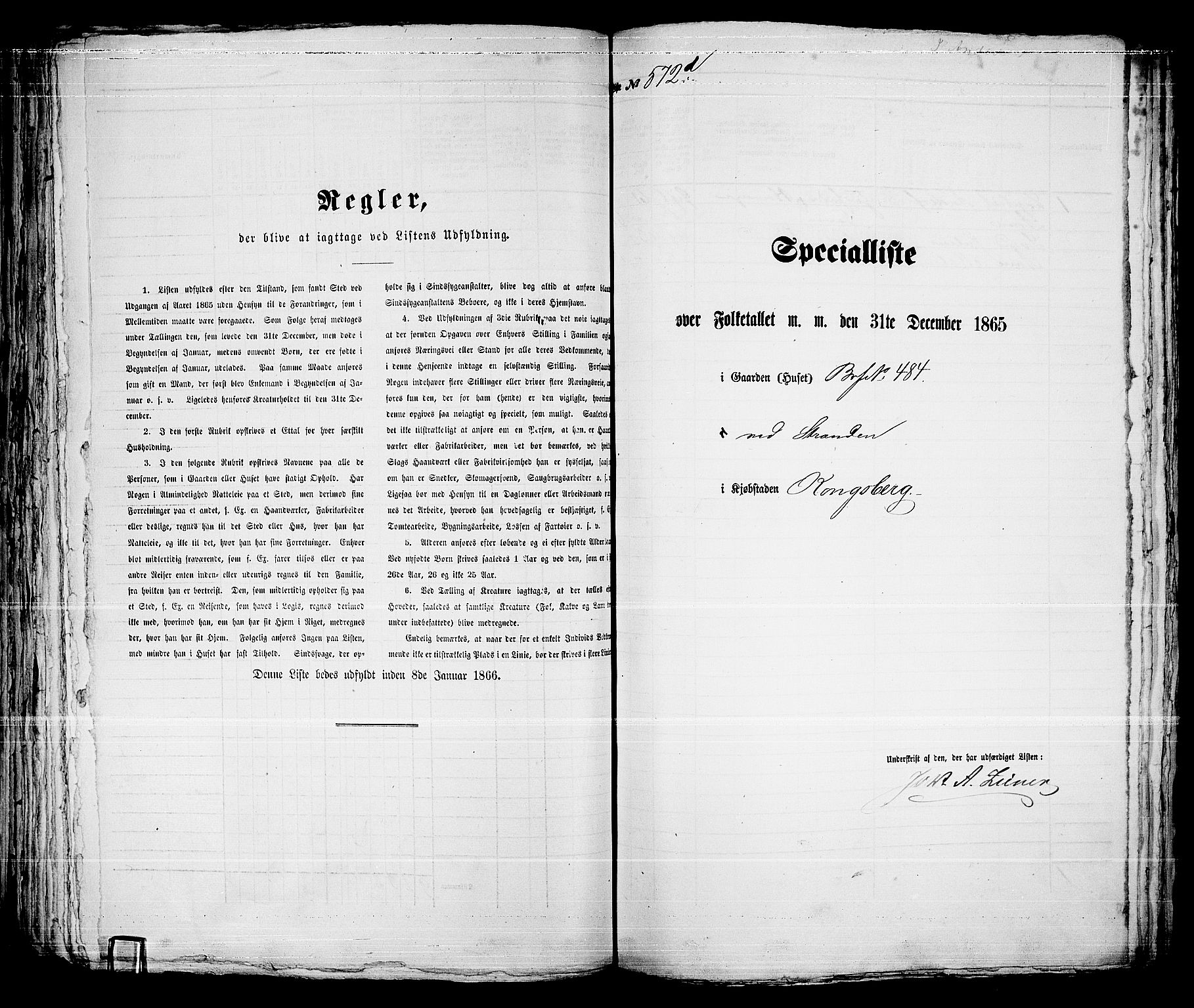 RA, 1865 census for Kongsberg/Kongsberg, 1865, p. 1162