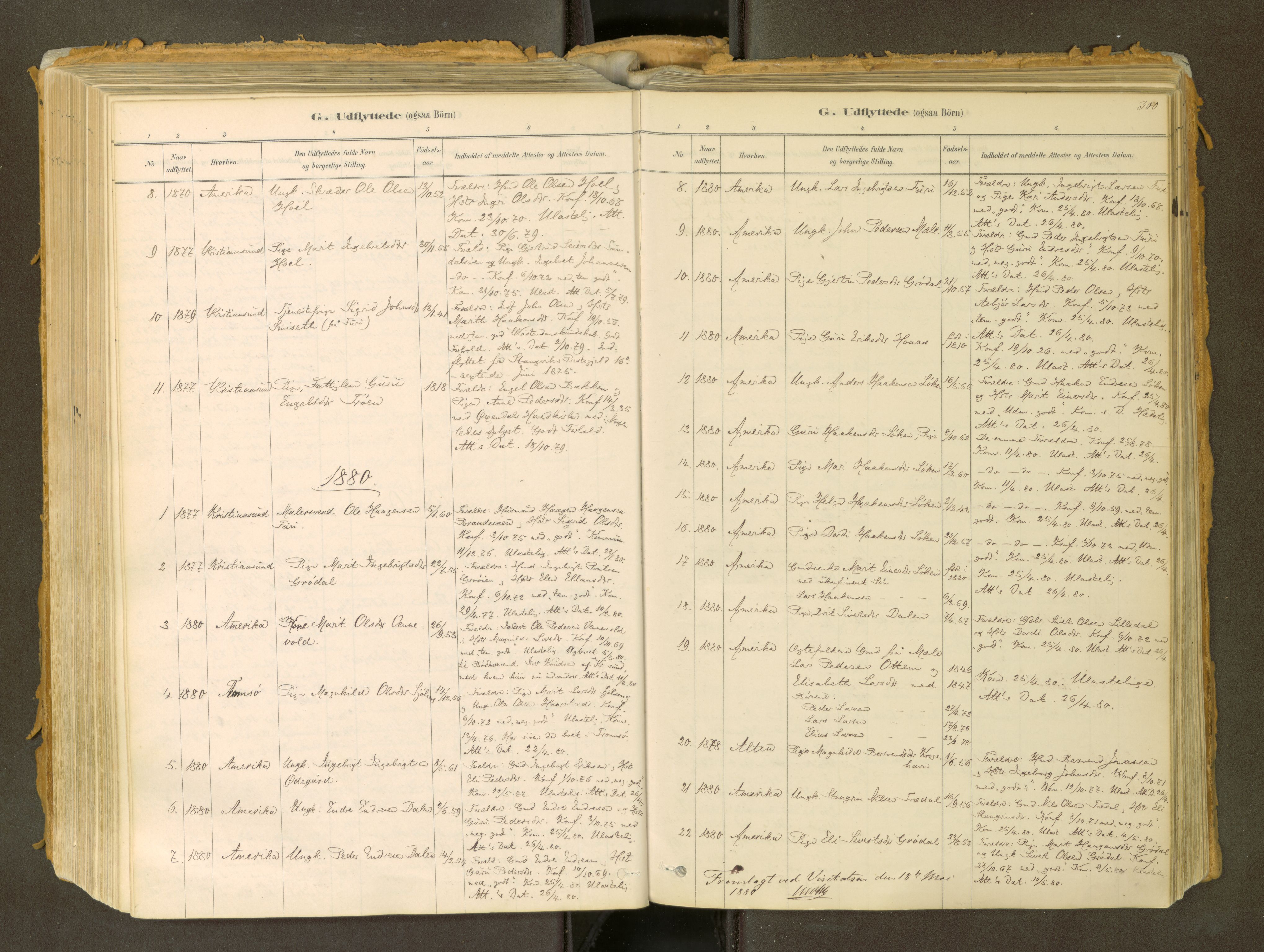 Sunndal sokneprestkontor, SAT/A-1085/1/I/I1/I1a: Parish register (official) no. 2, 1877-1914, p. 300