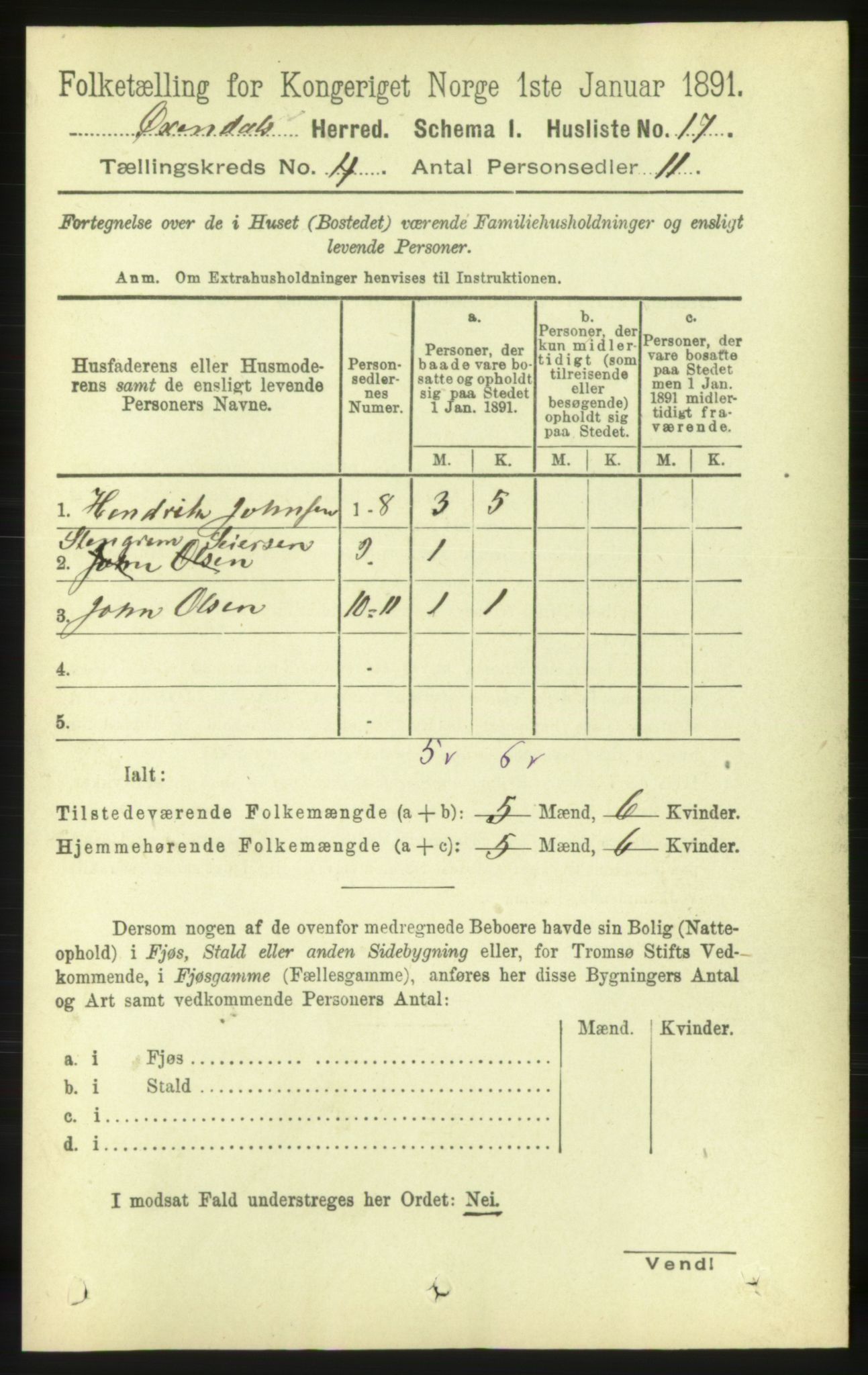 RA, 1891 census for 1561 Øksendal, 1891, p. 825