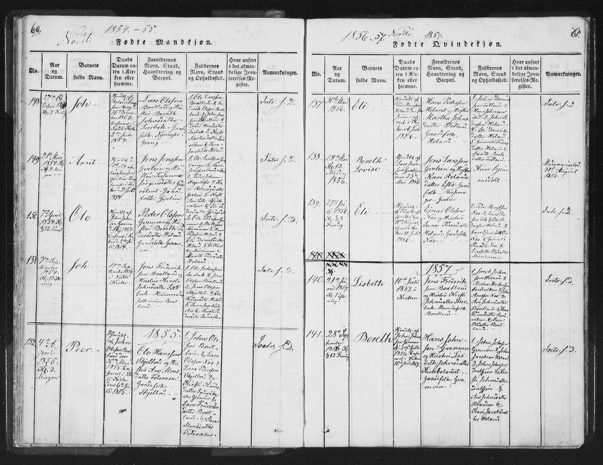 Ministerialprotokoller, klokkerbøker og fødselsregistre - Nord-Trøndelag, SAT/A-1458/755/L0491: Parish register (official) no. 755A01 /1, 1817-1864, p. 60-61