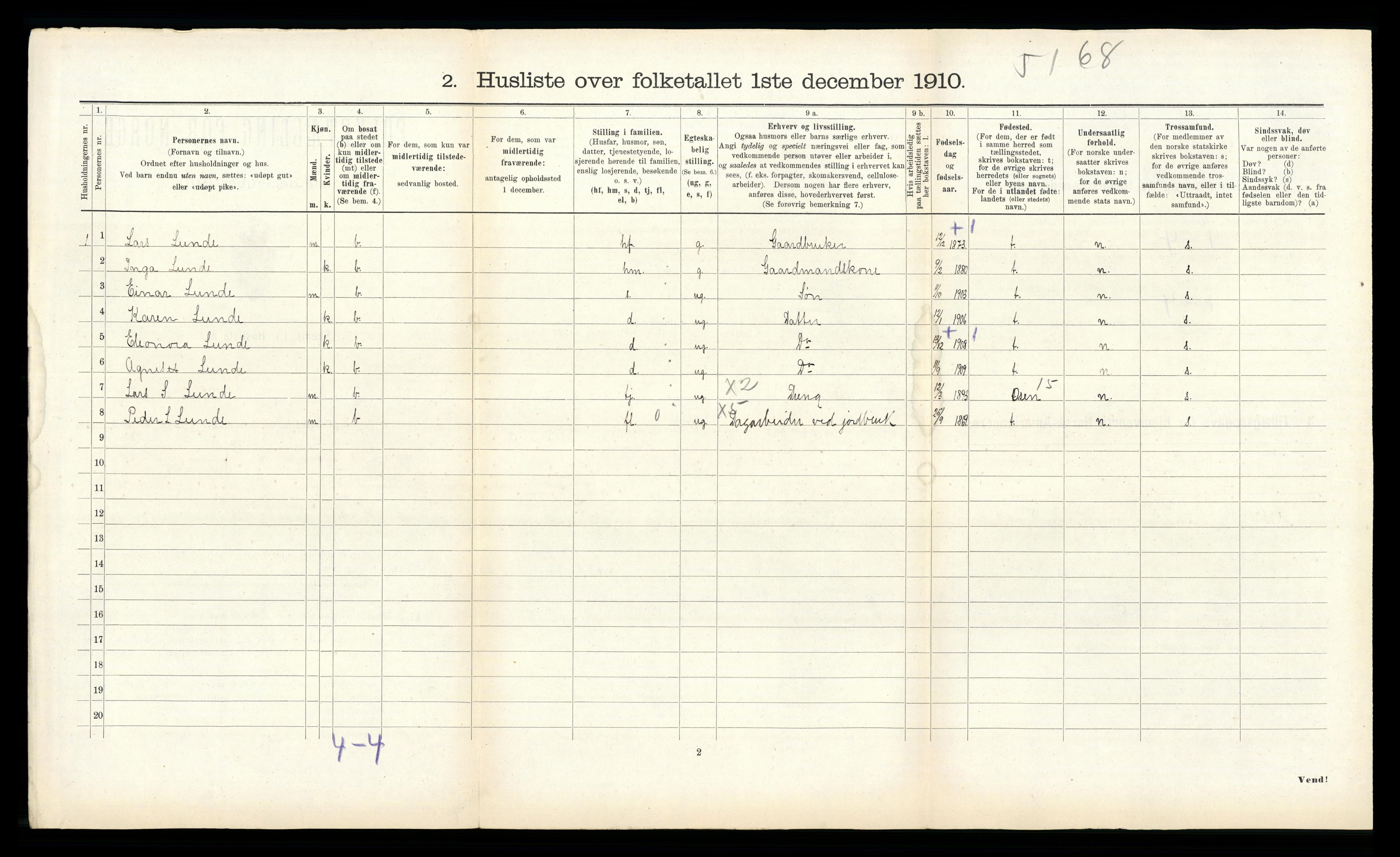 RA, 1910 census for Roan, 1910, p. 165