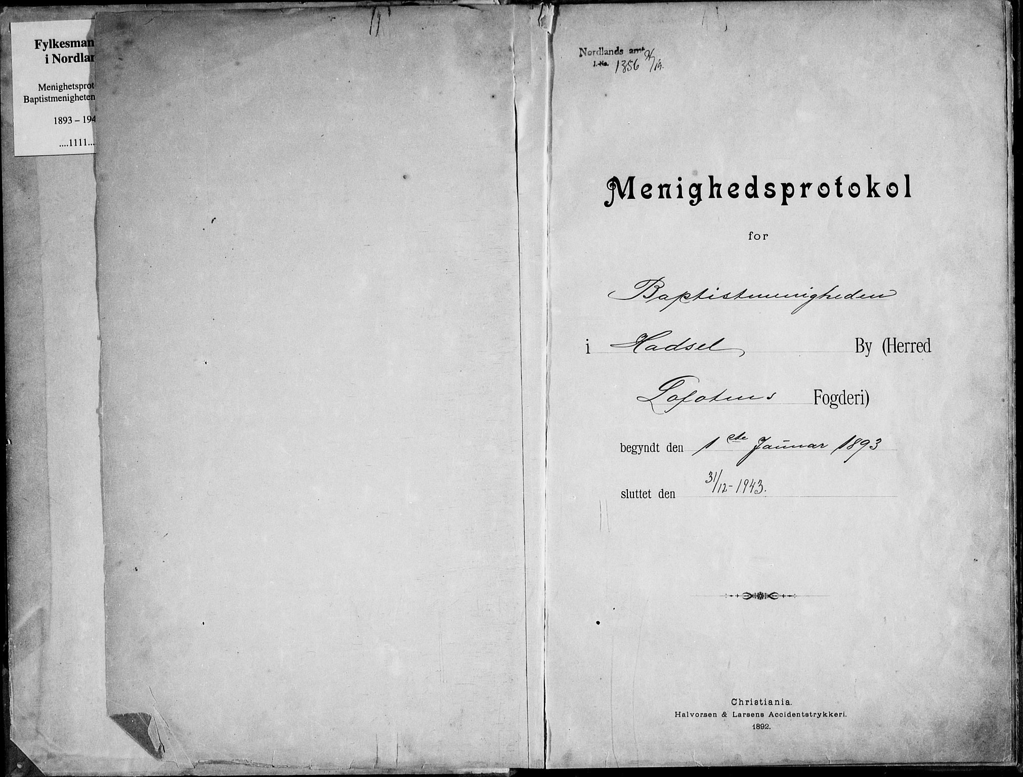 Ministerialprotokoller, klokkerbøker og fødselsregistre - Nordland, SAT/A-1459/888/L1276: Dissenter register no. 888D03, 1893-1944