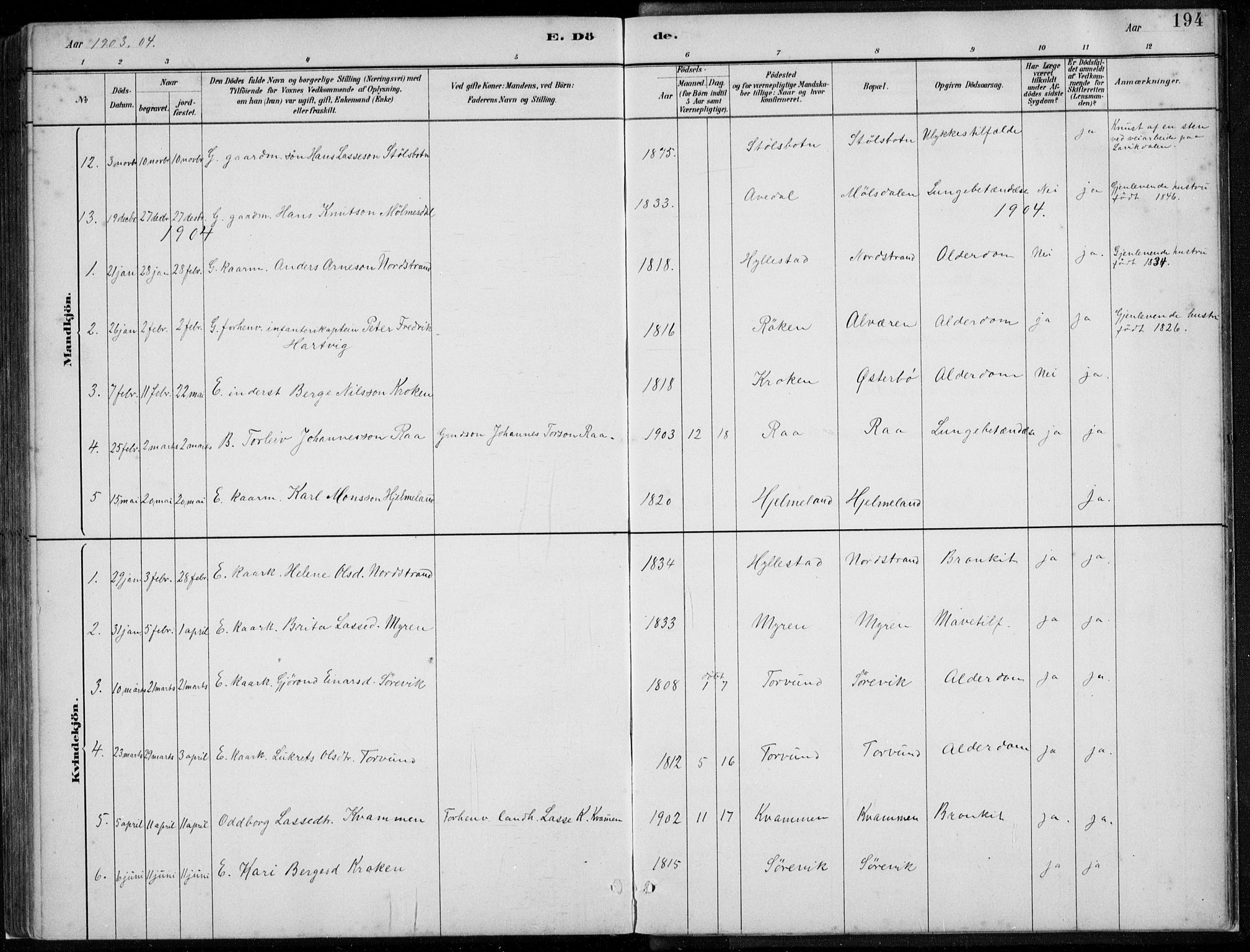 Lavik sokneprestembete, SAB/A-80901: Parish register (copy) no. A 2, 1882-1910, p. 194