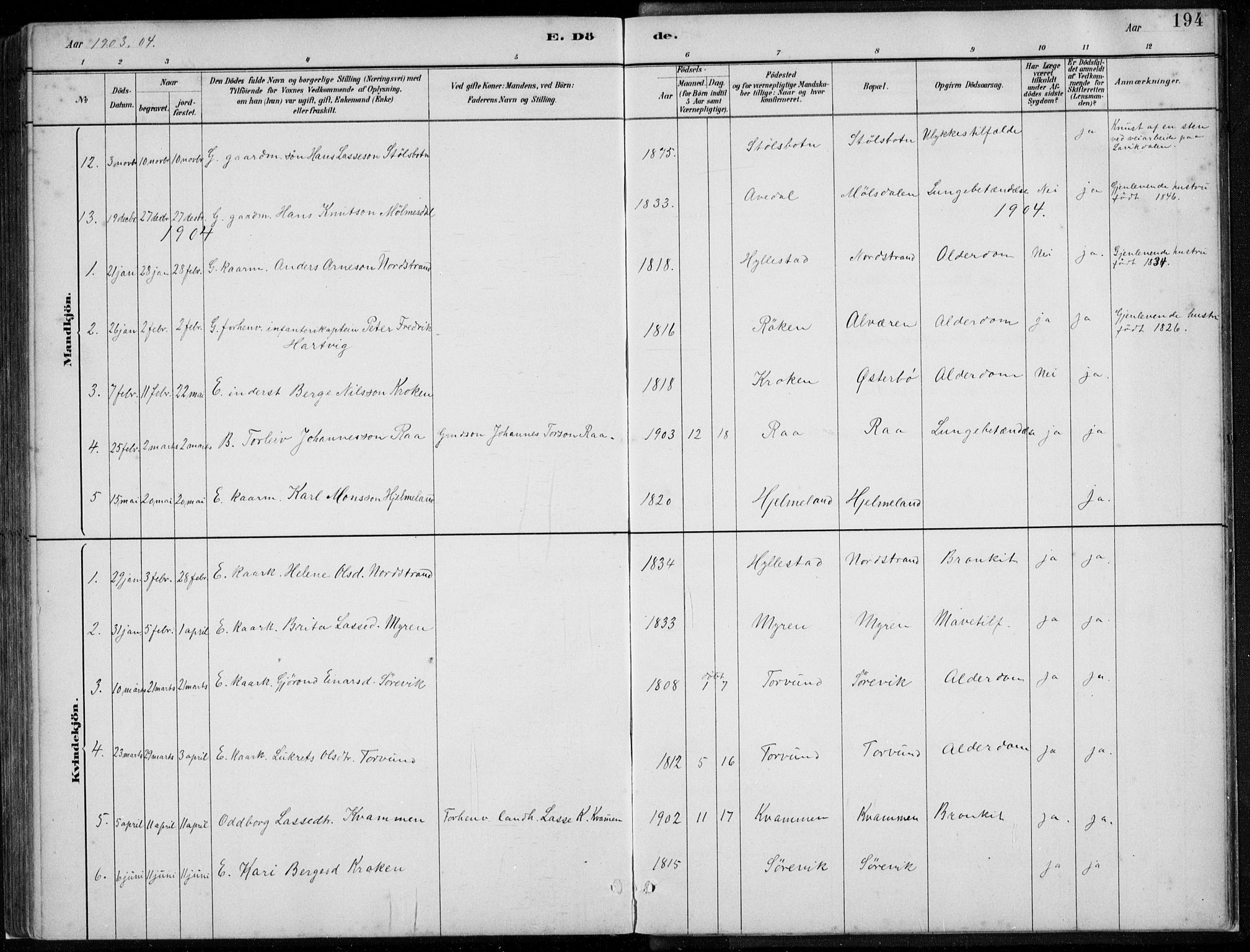 Lavik sokneprestembete, AV/SAB-A-80901: Parish register (copy) no. A 2, 1882-1910, p. 194