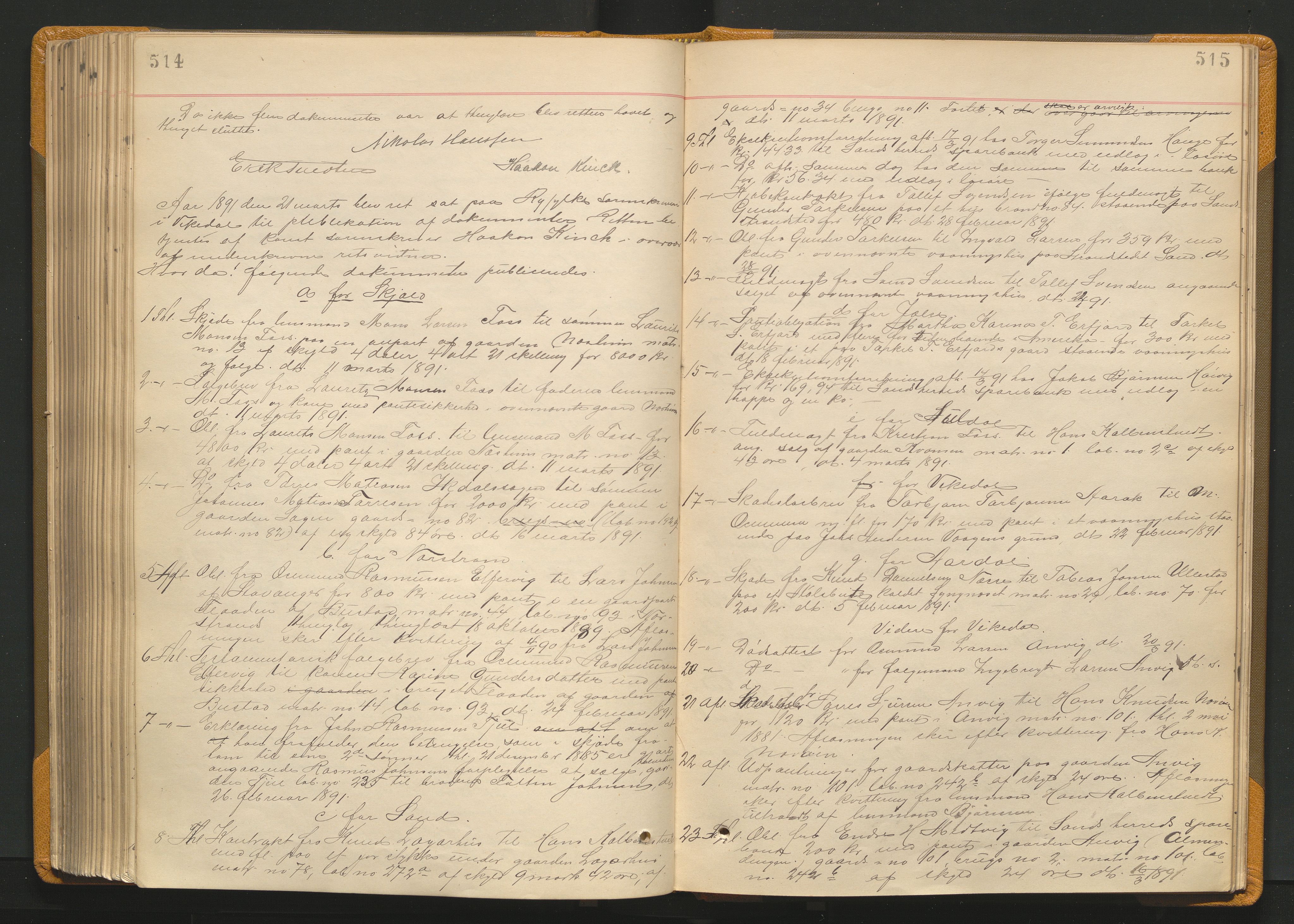 Ryfylke tingrett, AV/SAST-A-100055/001/I/IB/IB0/L0015: Tingbok, Ryfylke, 1889-1891, p. 514-515