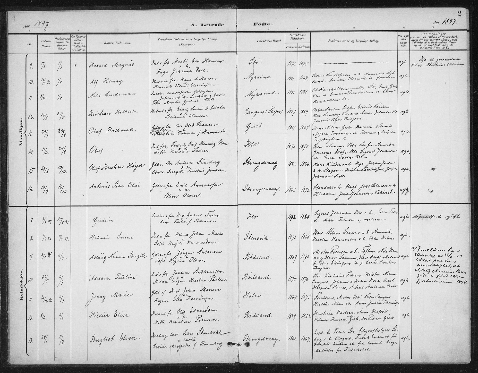 Ministerialprotokoller, klokkerbøker og fødselsregistre - Nordland, AV/SAT-A-1459/894/L1356: Parish register (official) no. 894A02, 1897-1914, p. 2