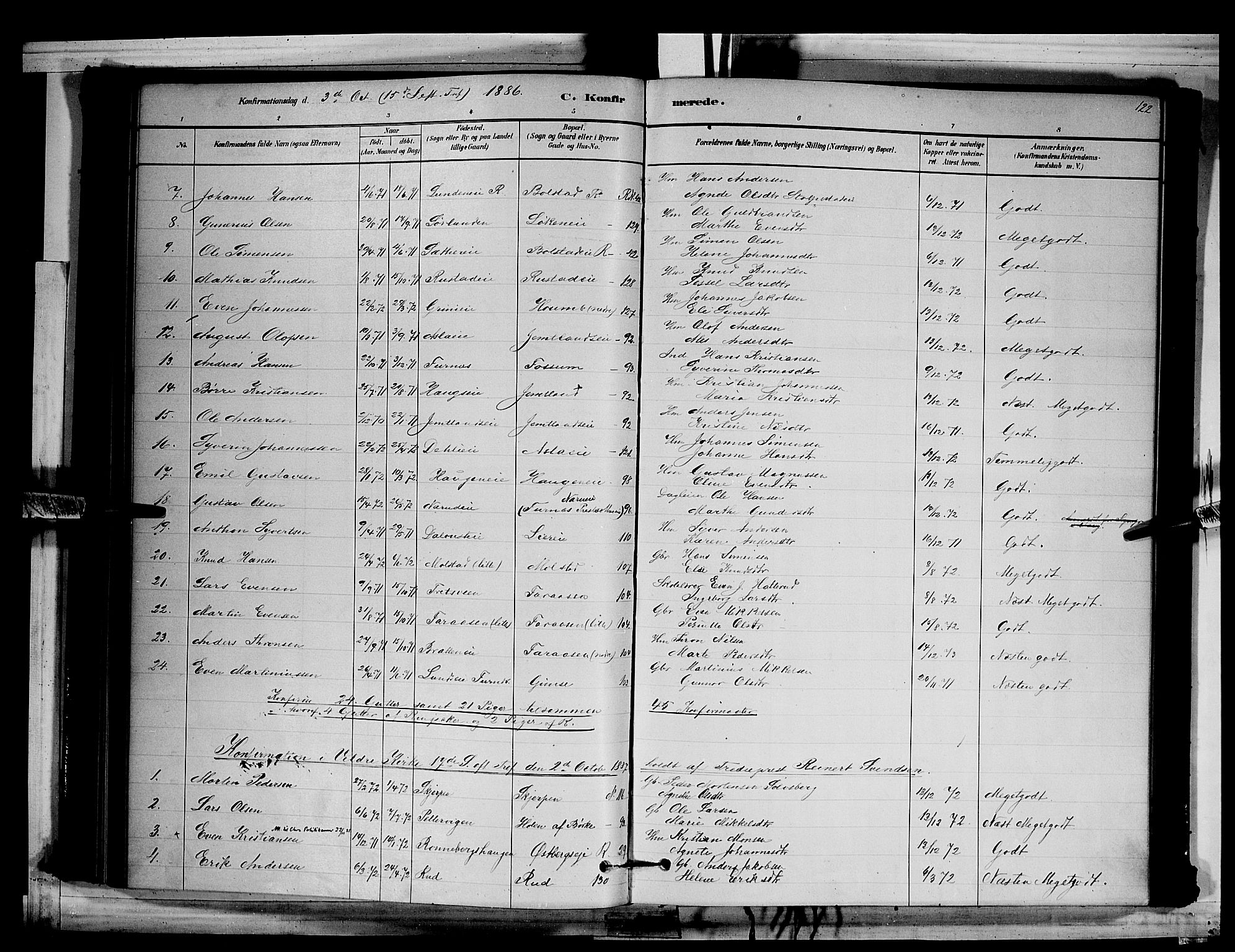 Ringsaker prestekontor, SAH/PREST-014/L/La/L0011: Parish register (copy) no. 11, 1879-1890, p. 122