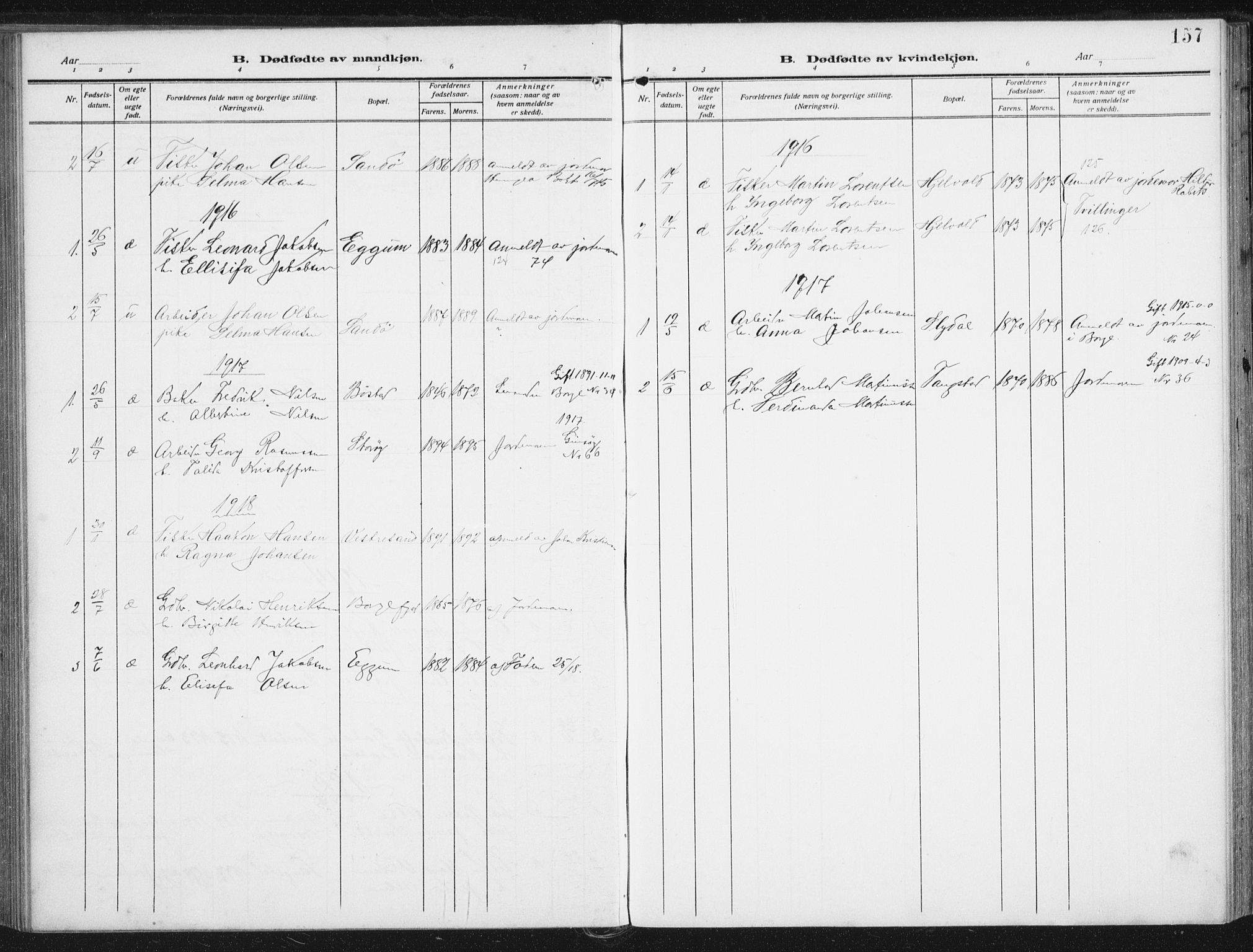 Ministerialprotokoller, klokkerbøker og fødselsregistre - Nordland, AV/SAT-A-1459/880/L1135: Parish register (official) no. 880A09, 1908-1919, p. 157