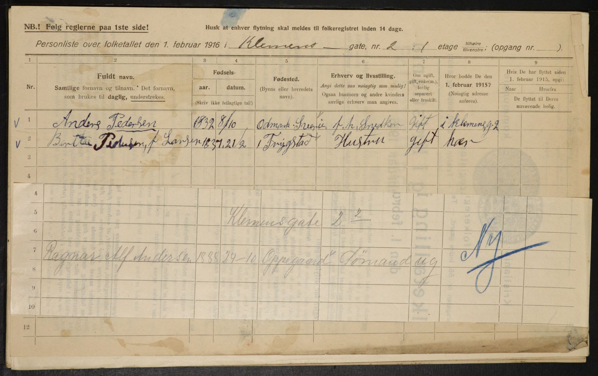 OBA, Municipal Census 1916 for Kristiania, 1916, p. 12862