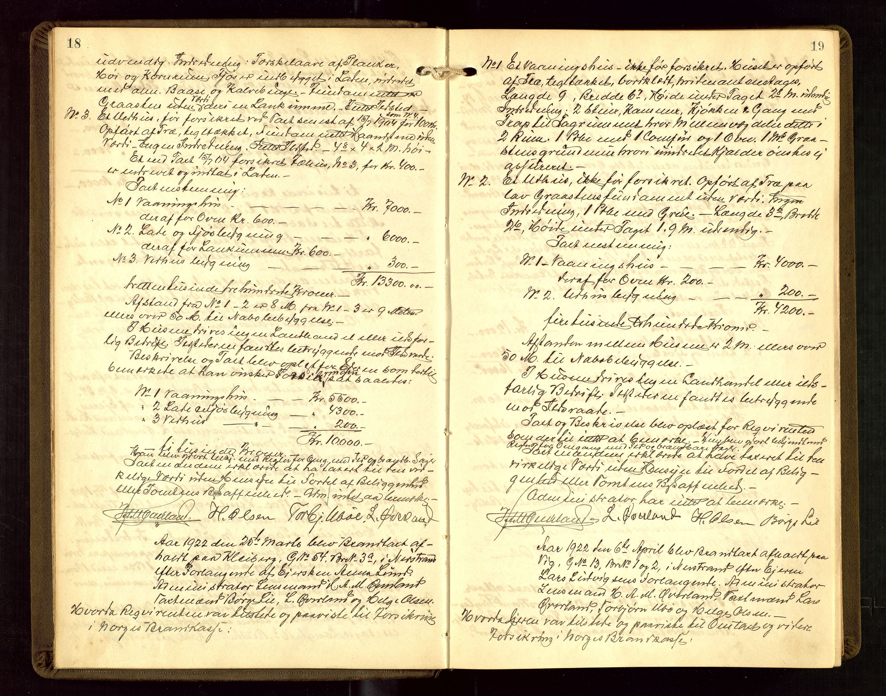 Nedstrand lensmannskontor, AV/SAST-A-100236/Goa/L0002: "Brandtakstprotokoll for lensmannen i Nedstrand", 1922-1955, p. 18-19