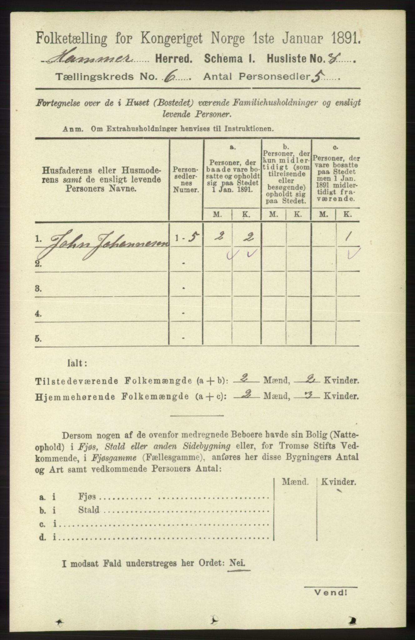 RA, 1891 census for 1254 Hamre, 1891, p. 1527