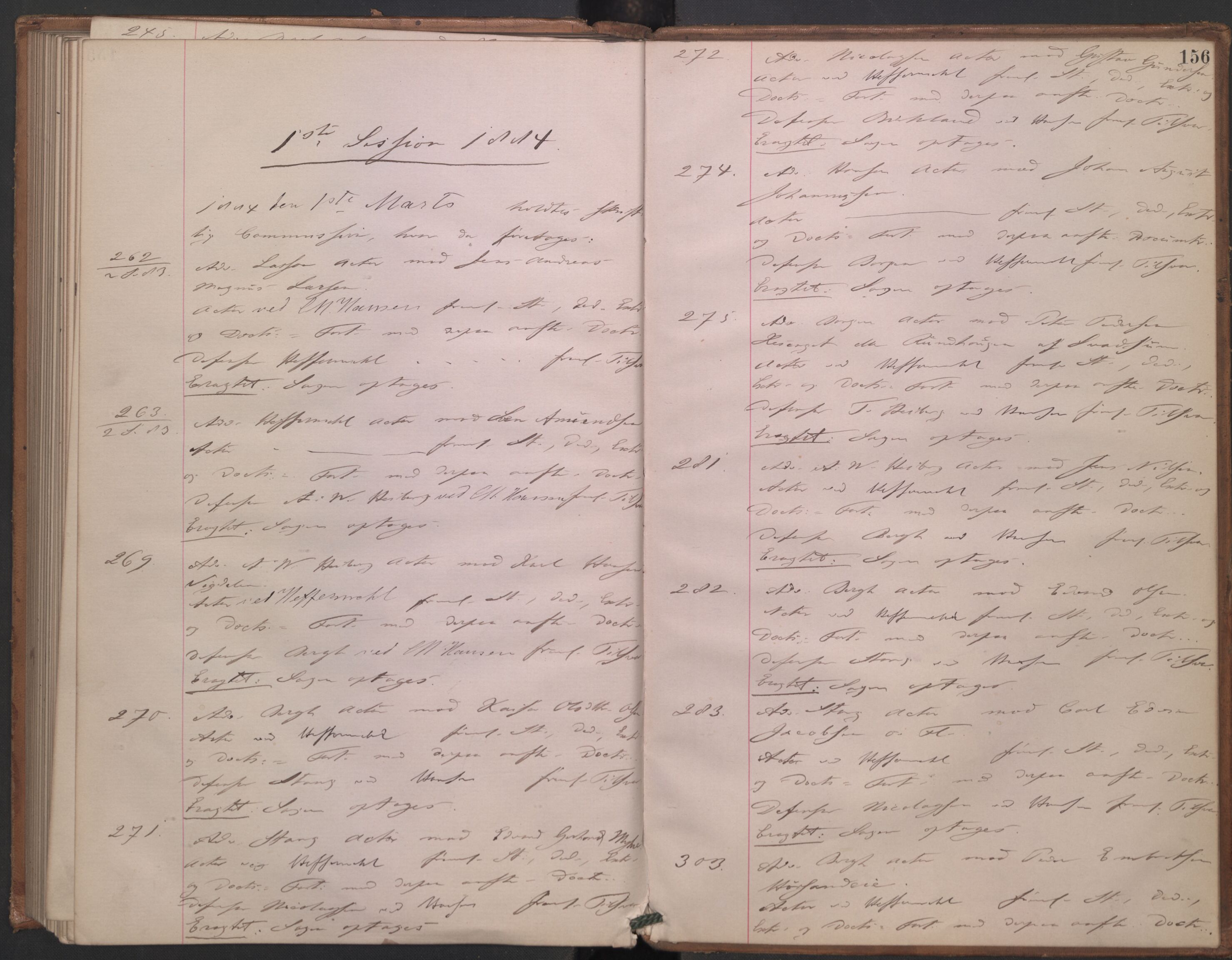 Høyesterett, AV/RA-S-1002/E/Ef/L0014: Protokoll over saker som gikk til skriftlig behandling, 1879-1884, p. 155b-156a