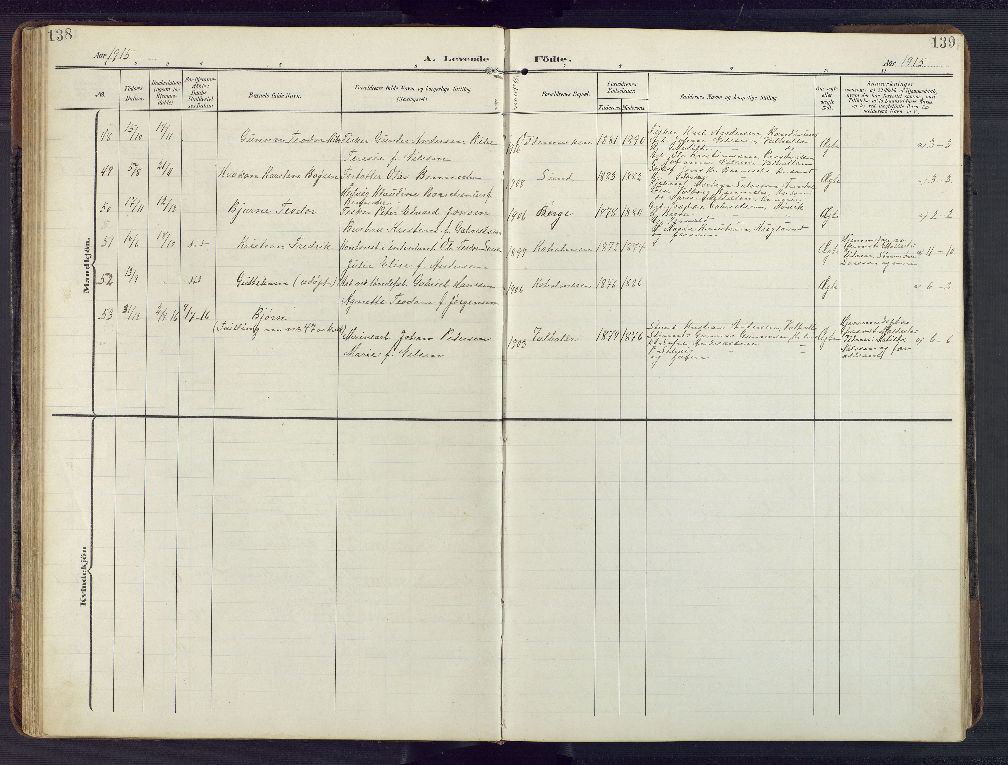 Oddernes sokneprestkontor, AV/SAK-1111-0033/F/Fb/Fba/L0010: Parish register (copy) no. B 10, 1907-1941, p. 138-139