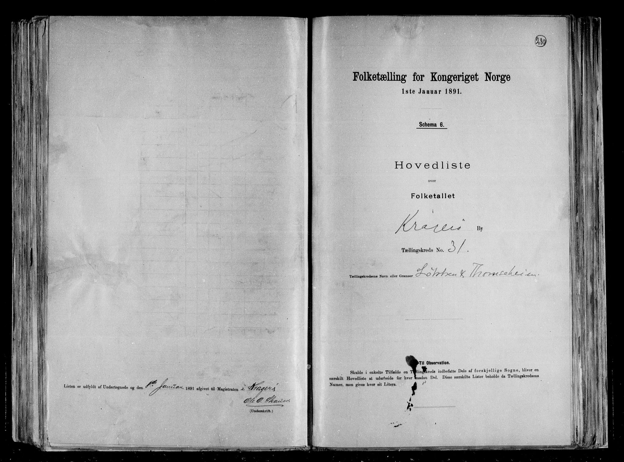 RA, 1891 census for 0801 Kragerø, 1891, p. 65