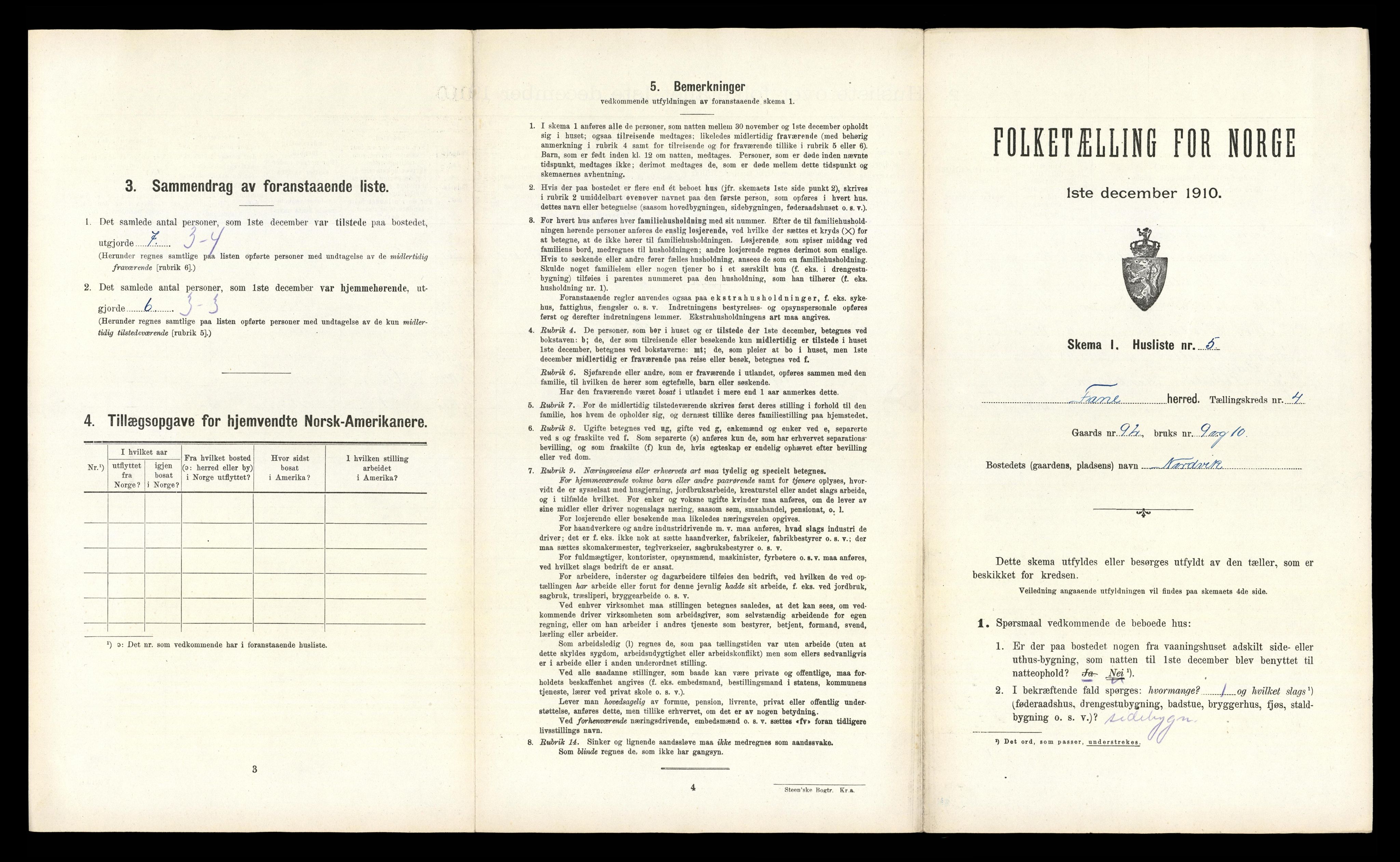 RA, 1910 census for Fana, 1910, p. 521