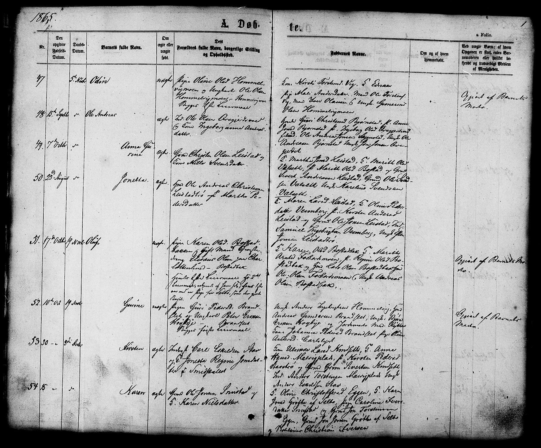 Ministerialprotokoller, klokkerbøker og fødselsregistre - Sør-Trøndelag, SAT/A-1456/616/L0409: Parish register (official) no. 616A06, 1865-1877, p. 1