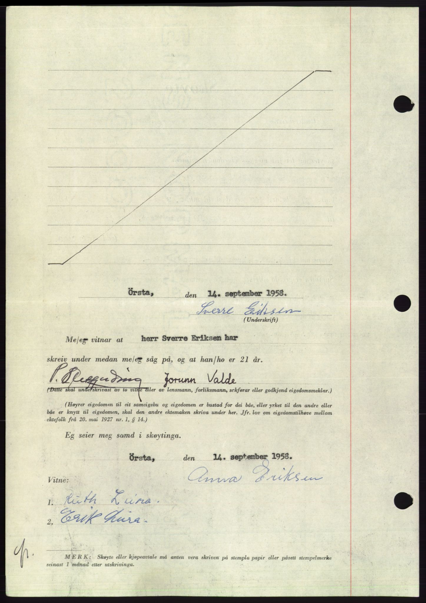 Søre Sunnmøre sorenskriveri, AV/SAT-A-4122/1/2/2C/L0110: Mortgage book no. 36A, 1958-1958, Diary no: : 1934/1958