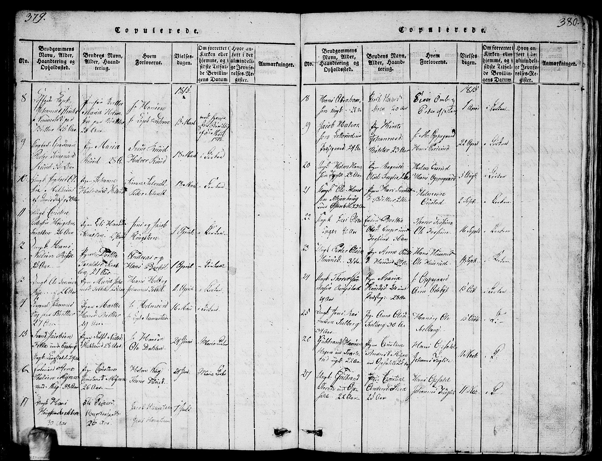 Enebakk prestekontor Kirkebøker, SAO/A-10171c/G/Ga/L0001: Parish register (copy) no. I 1, 1815-1833, p. 379-380