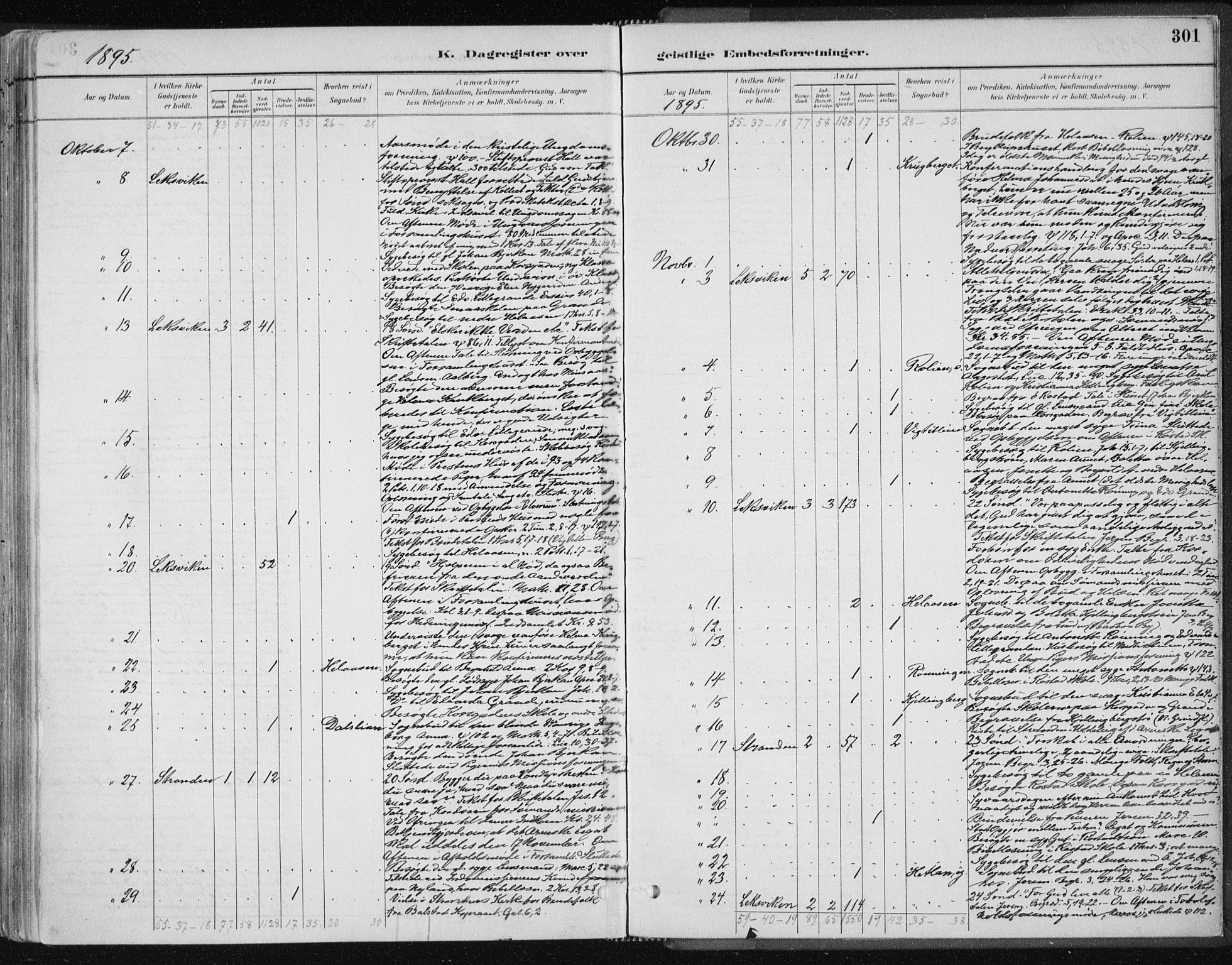 Ministerialprotokoller, klokkerbøker og fødselsregistre - Nord-Trøndelag, SAT/A-1458/701/L0010: Parish register (official) no. 701A10, 1883-1899, p. 301
