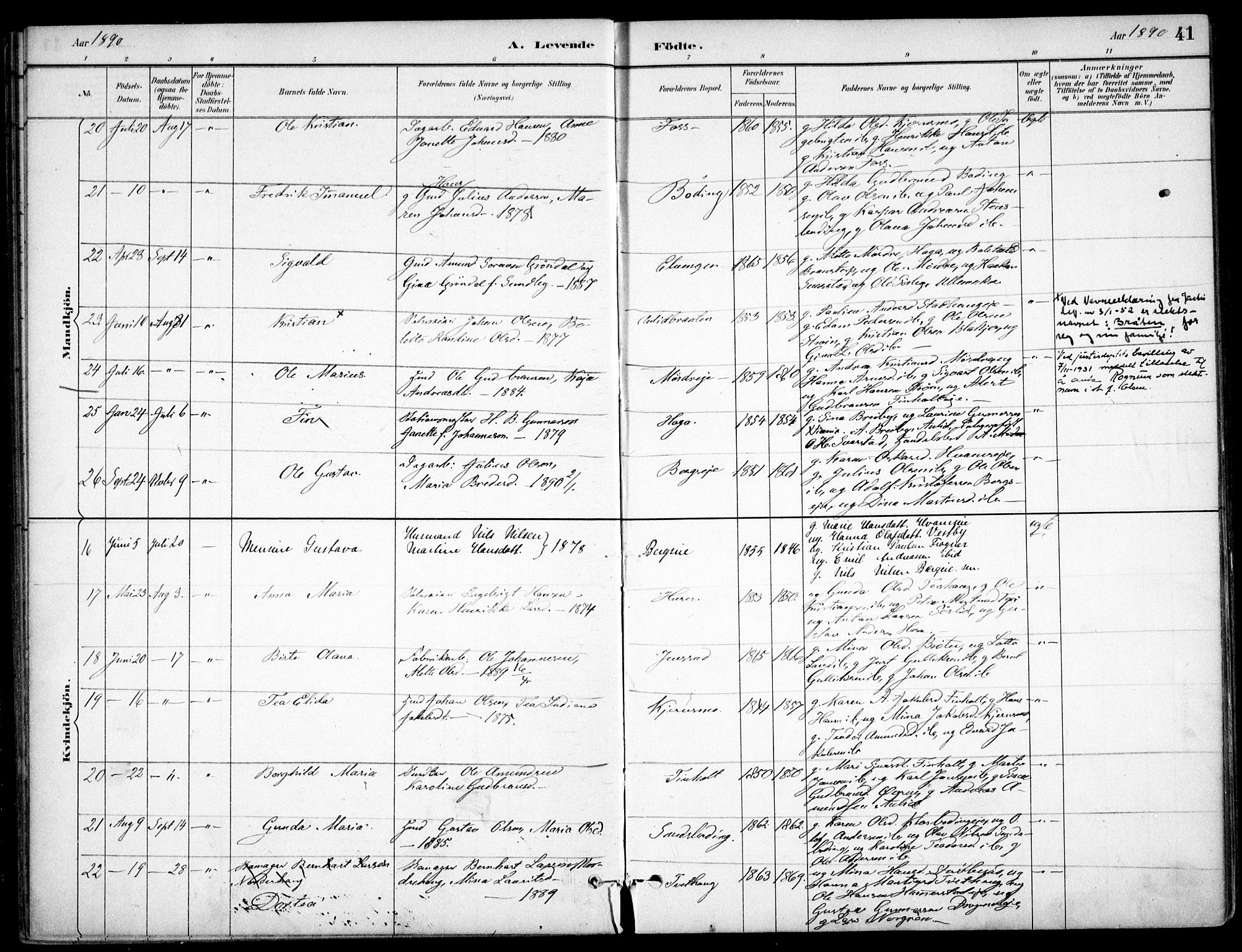 Nes prestekontor Kirkebøker, SAO/A-10410/F/Fc/L0002: Parish register (official) no. IIi 2, 1882-1916, p. 41