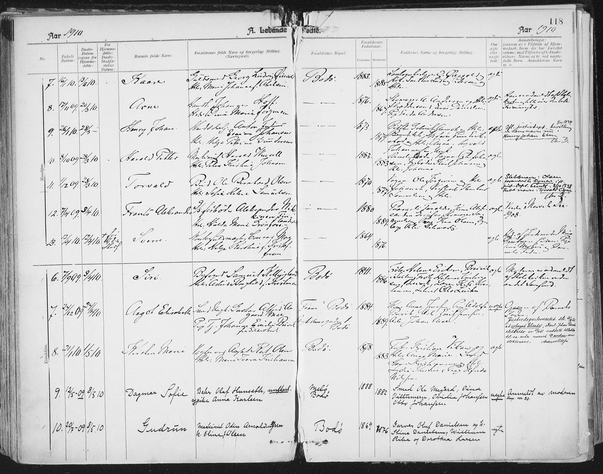 Ministerialprotokoller, klokkerbøker og fødselsregistre - Nordland, SAT/A-1459/801/L0011: Parish register (official) no. 801A11, 1900-1916, p. 118