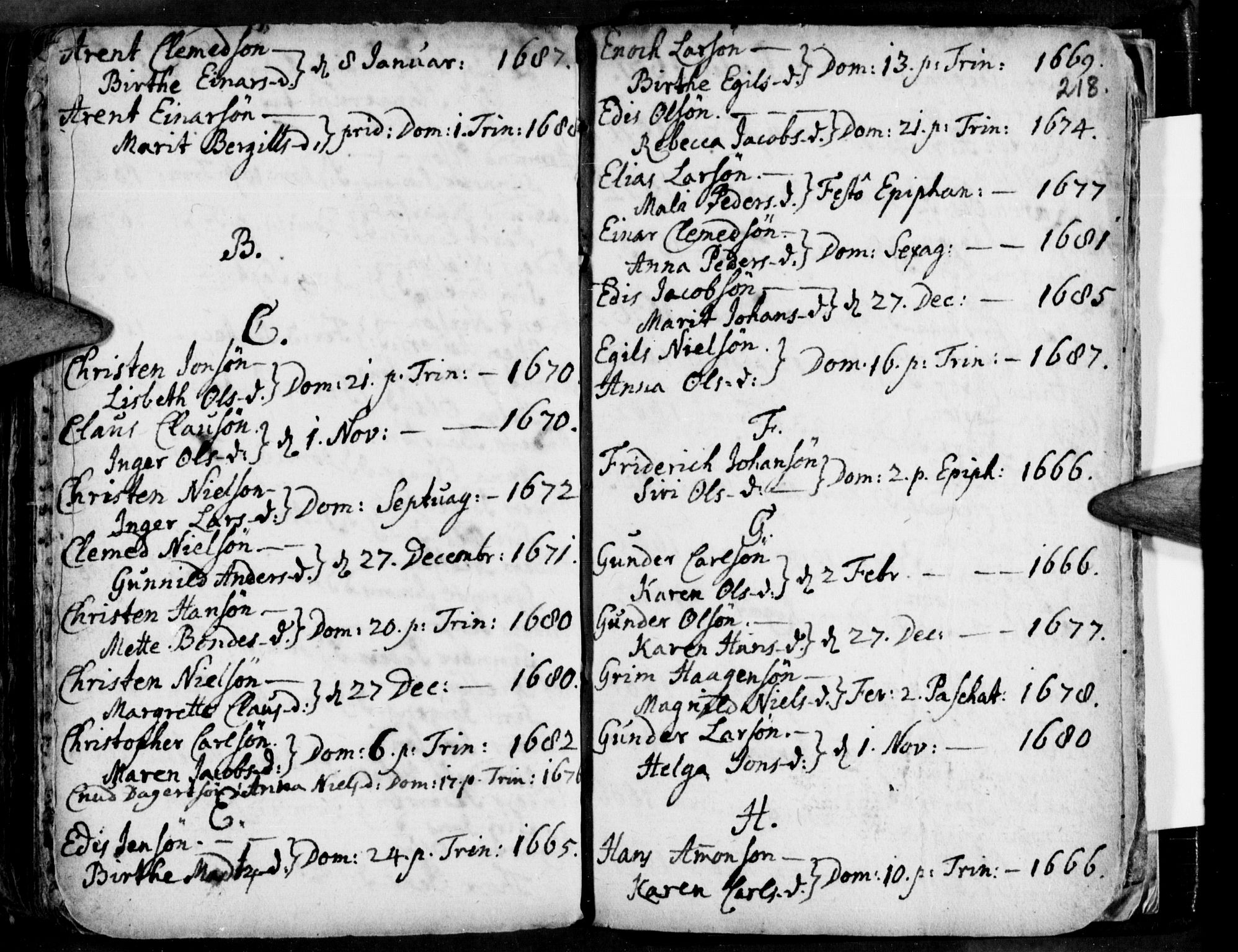 Ministerialprotokoller, klokkerbøker og fødselsregistre - Nordland, AV/SAT-A-1459/853/L0762: Parish register (official) no. 853A01, 1664-1688, p. 218