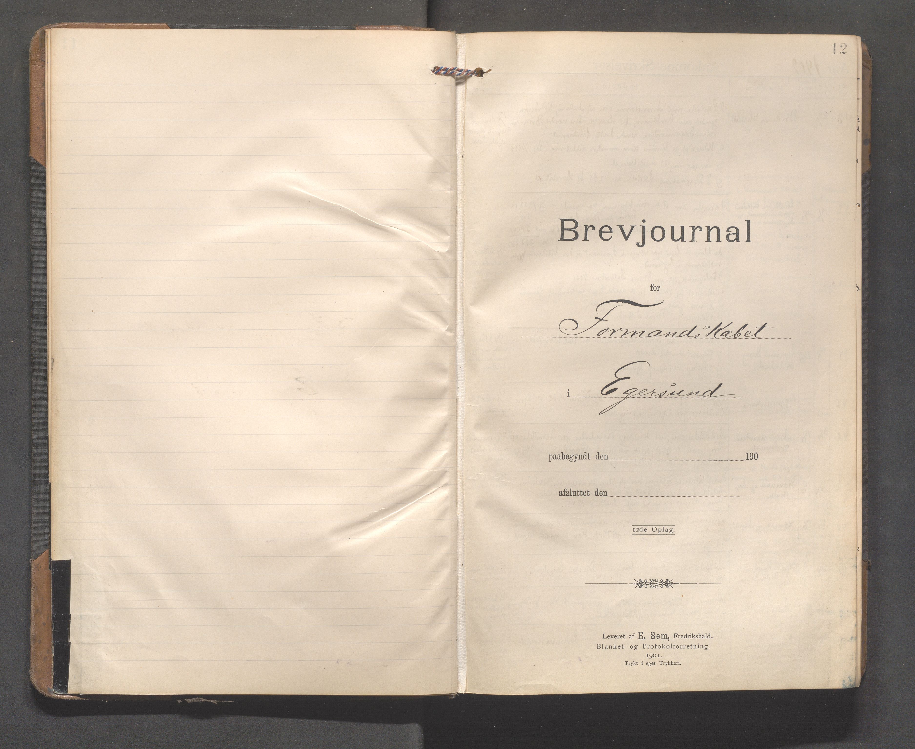 Egersund kommune (Ladested) - Formannskapet, IKAR/K-100502/C/Ca/L0002: Brevjournal, 1902-1917, p. 12