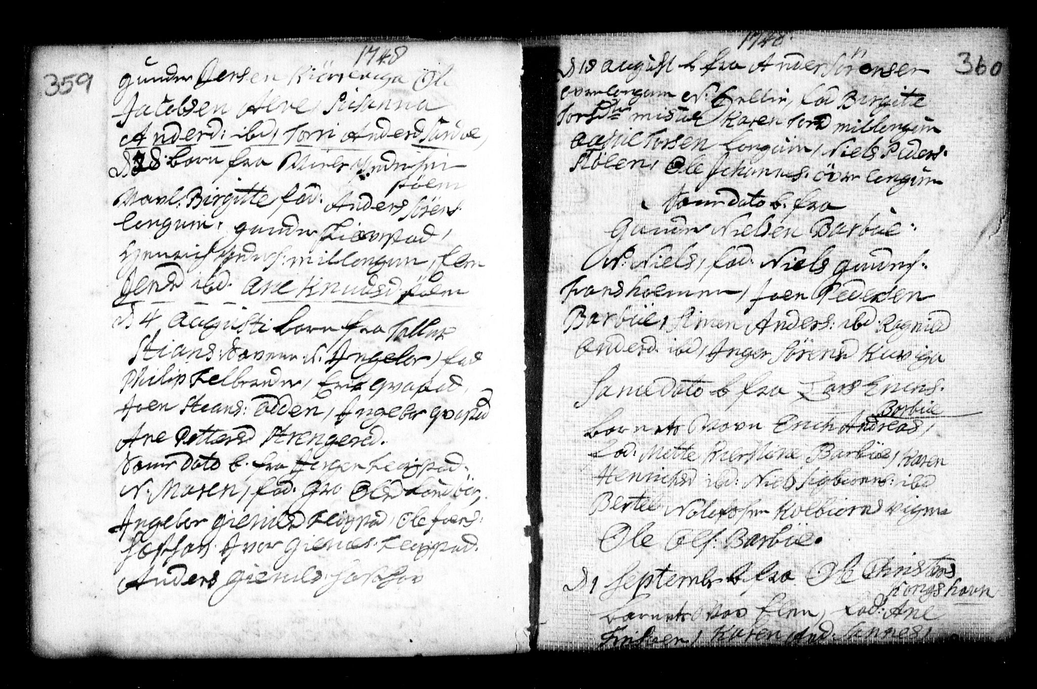 Holt sokneprestkontor, AV/SAK-1111-0021/F/Fa/L0002: Parish register (official) no. A 2, 1739-1753, p. 359-360