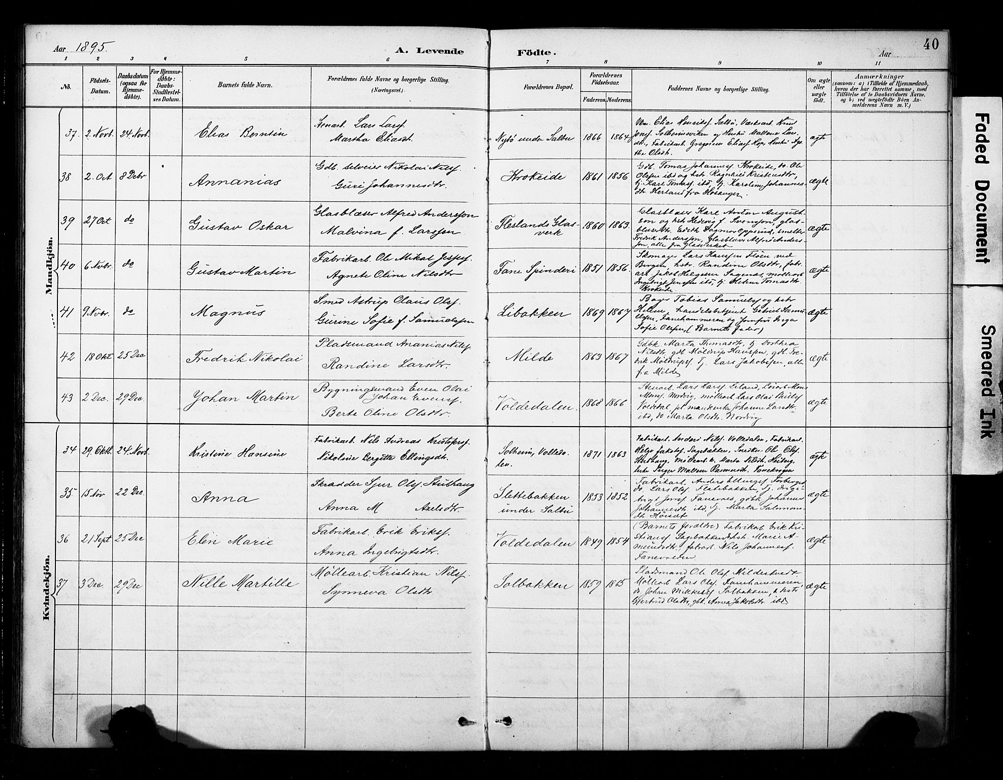 Fana Sokneprestembete, AV/SAB-A-75101/H/Haa/Haab/L0002: Parish register (official) no. B 2, 1890-1897, p. 40