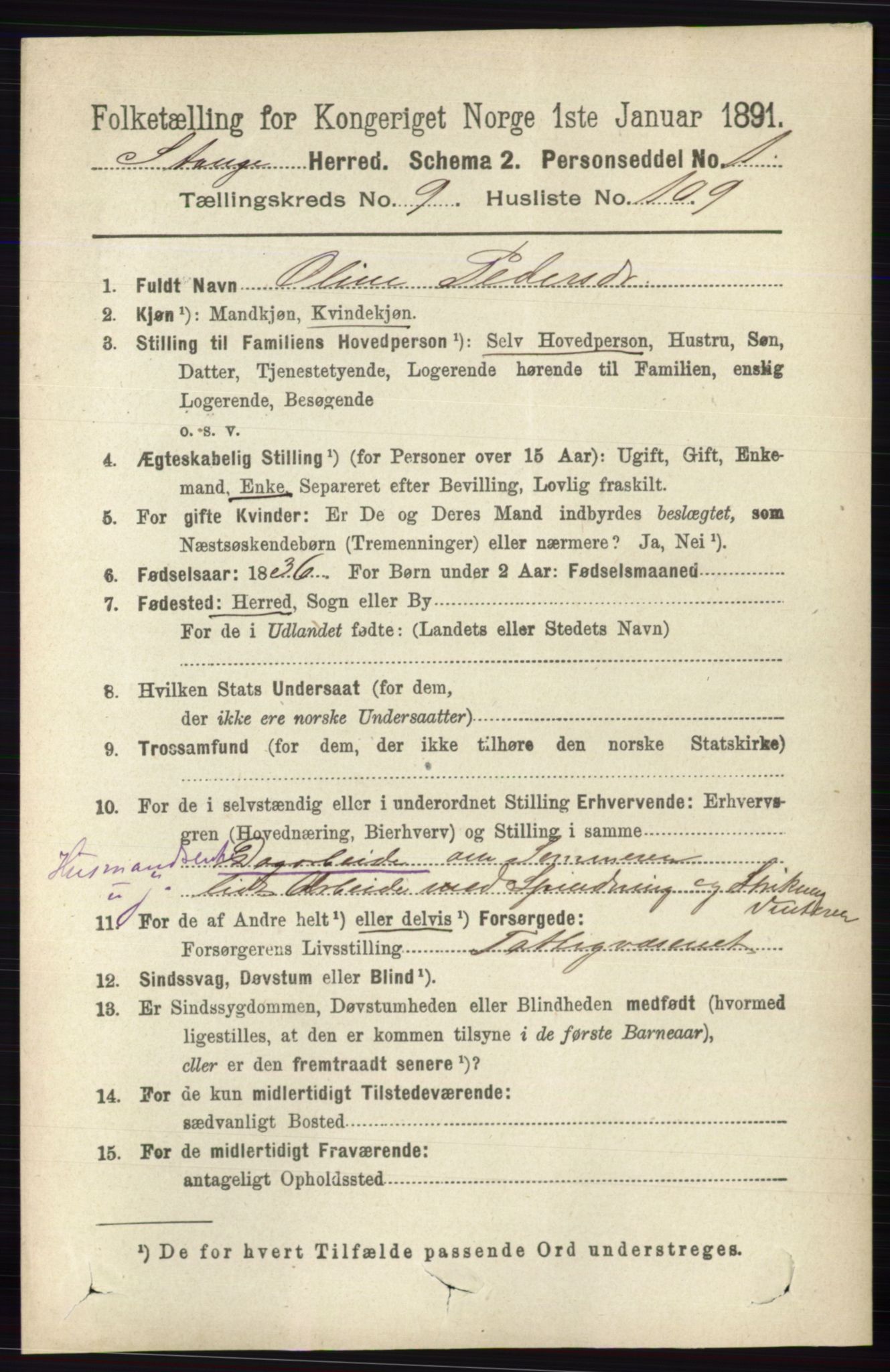 RA, 1891 census for 0417 Stange, 1891, p. 6678