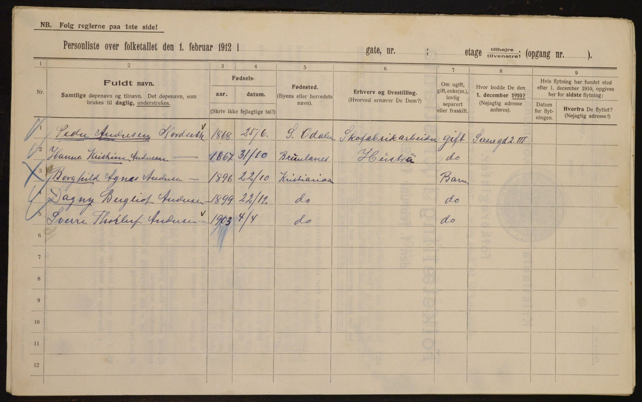 OBA, Municipal Census 1912 for Kristiania, 1912, p. 94844