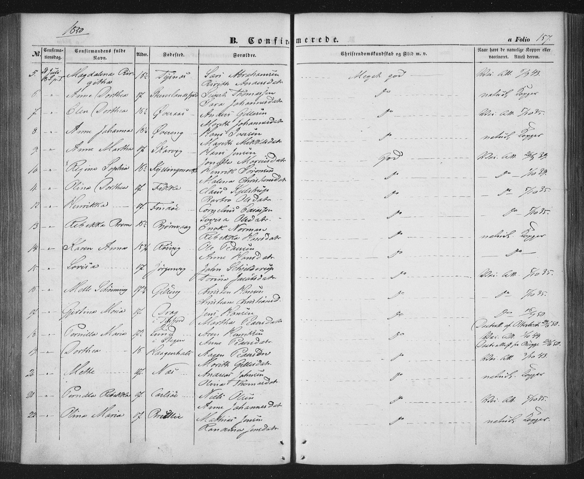 Ministerialprotokoller, klokkerbøker og fødselsregistre - Nordland, AV/SAT-A-1459/859/L0844: Parish register (official) no. 859A04, 1849-1862, p. 157