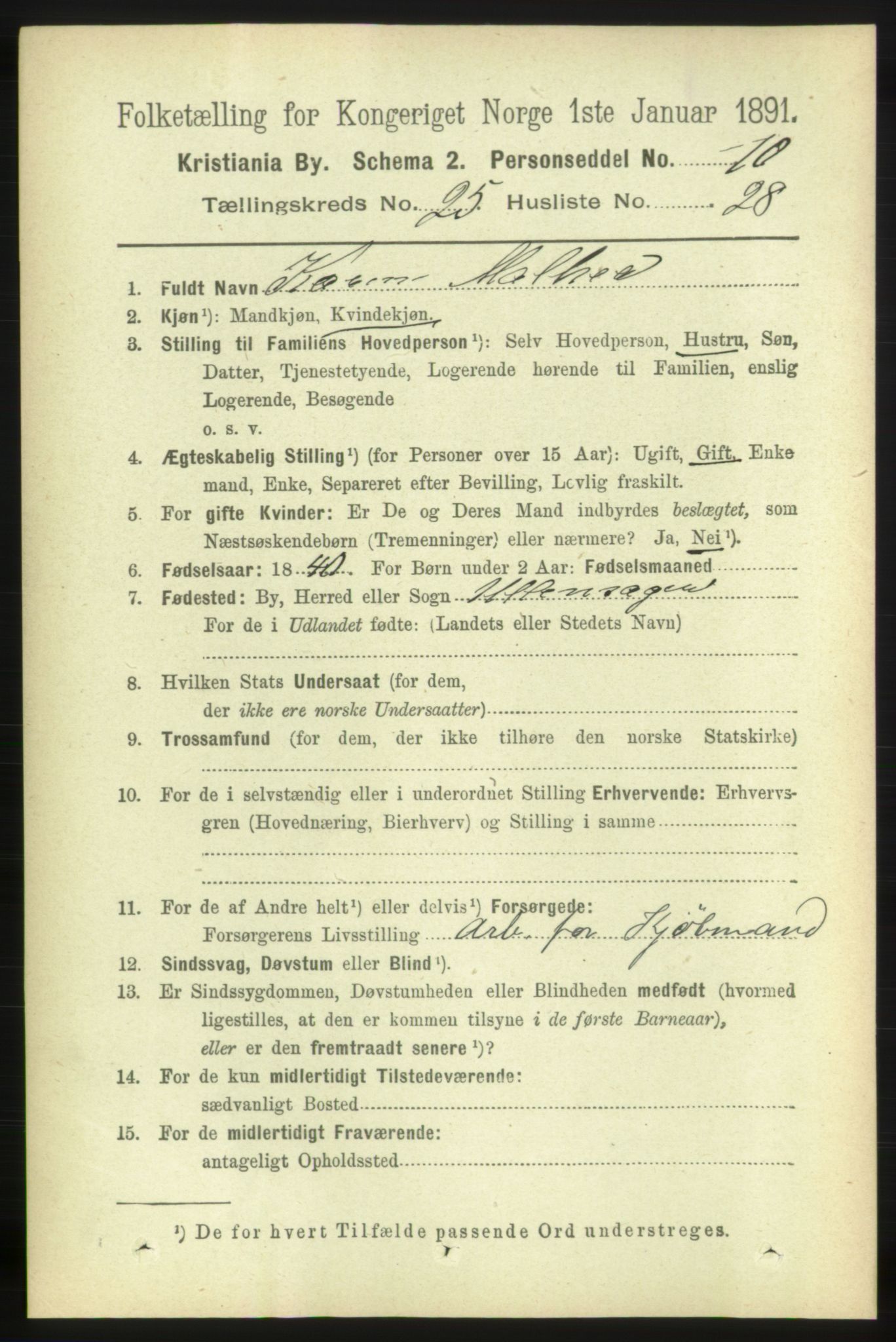 RA, 1891 census for 0301 Kristiania, 1891, p. 12764