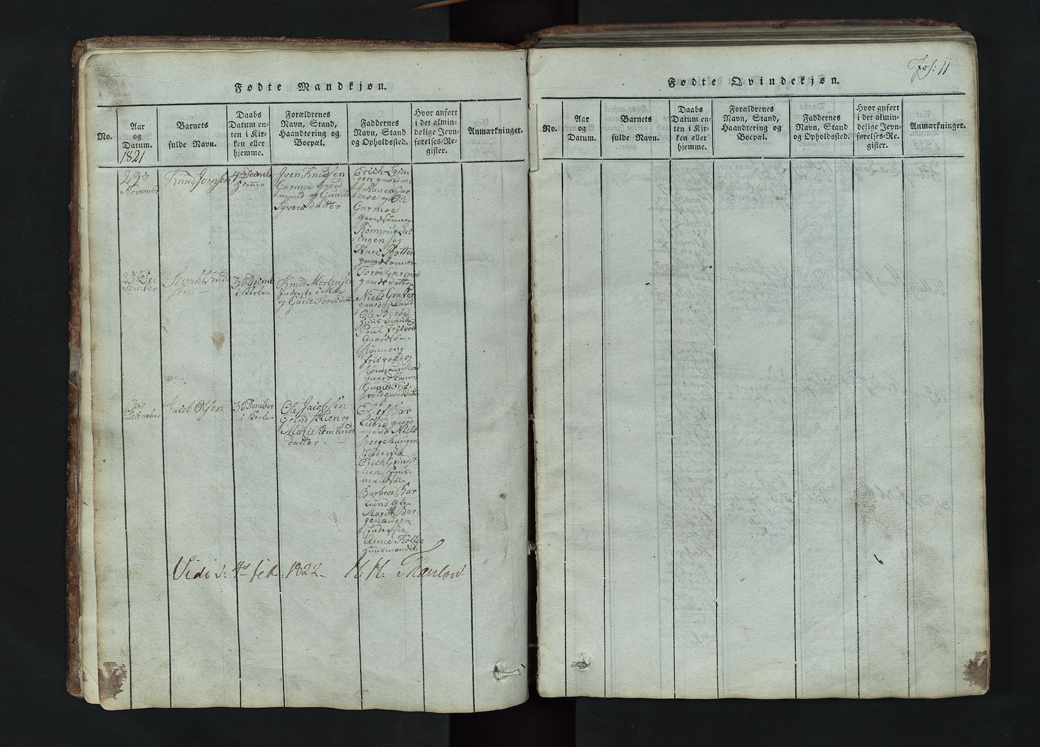 Lom prestekontor, SAH/PREST-070/L/L0002: Parish register (copy) no. 2, 1815-1844, p. 11