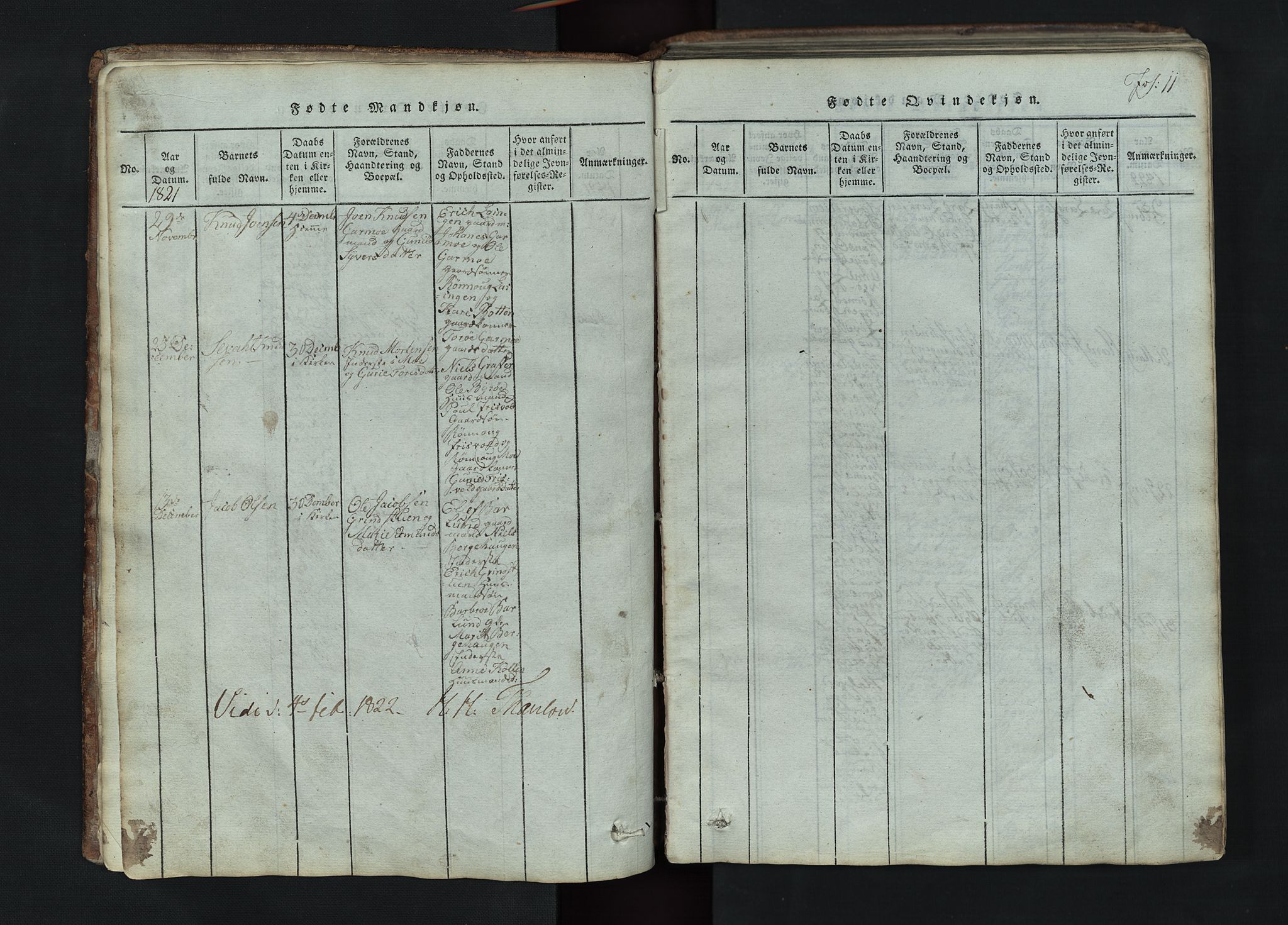 Lom prestekontor, AV/SAH-PREST-070/L/L0002: Parish register (copy) no. 2, 1815-1844, p. 11