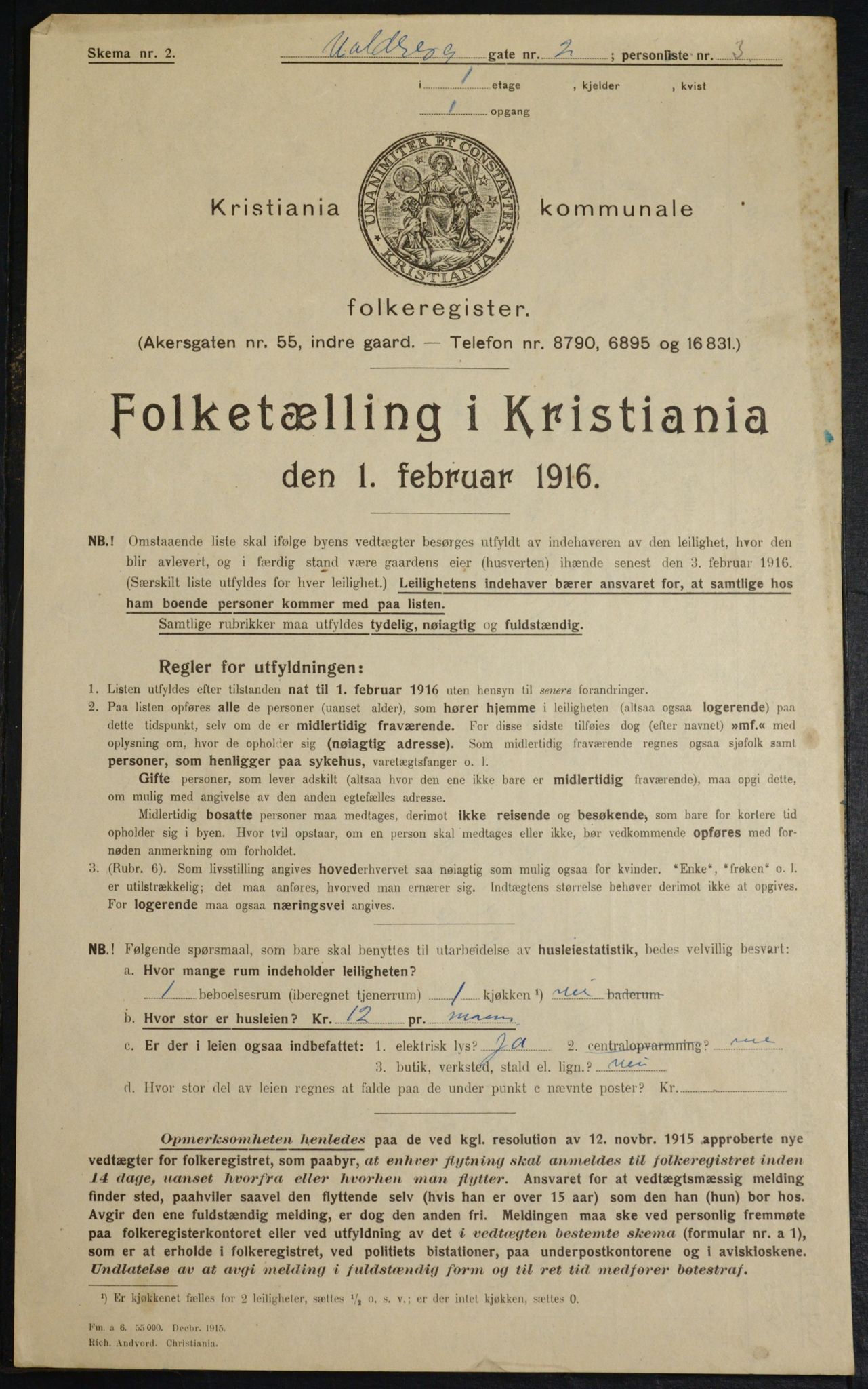 OBA, Municipal Census 1916 for Kristiania, 1916, p. 125368