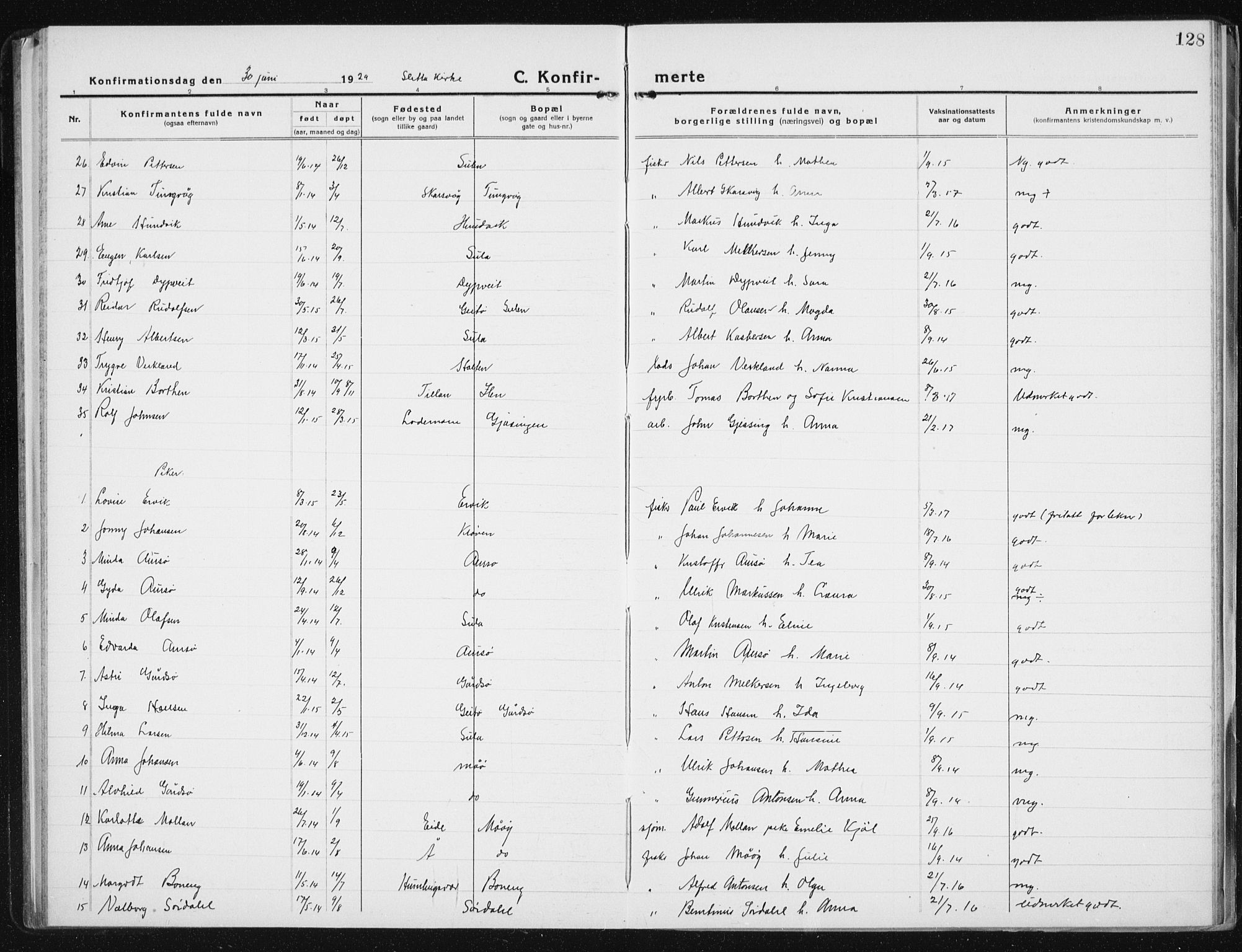 Ministerialprotokoller, klokkerbøker og fødselsregistre - Sør-Trøndelag, SAT/A-1456/640/L0589: Parish register (copy) no. 640C06, 1922-1934, p. 128