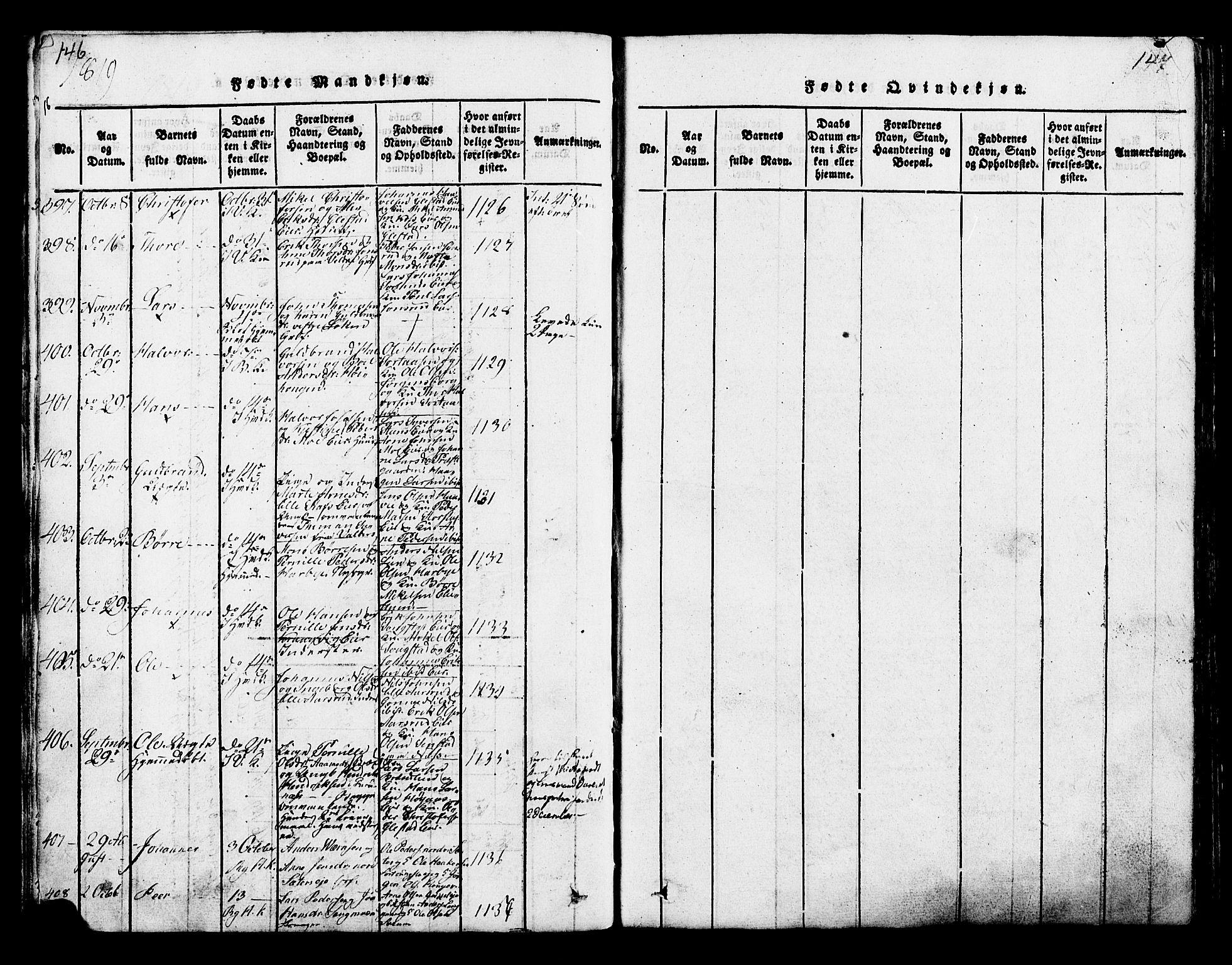 Ringsaker prestekontor, AV/SAH-PREST-014/K/Ka/L0005: Parish register (official) no. 5, 1814-1826, p. 146-147