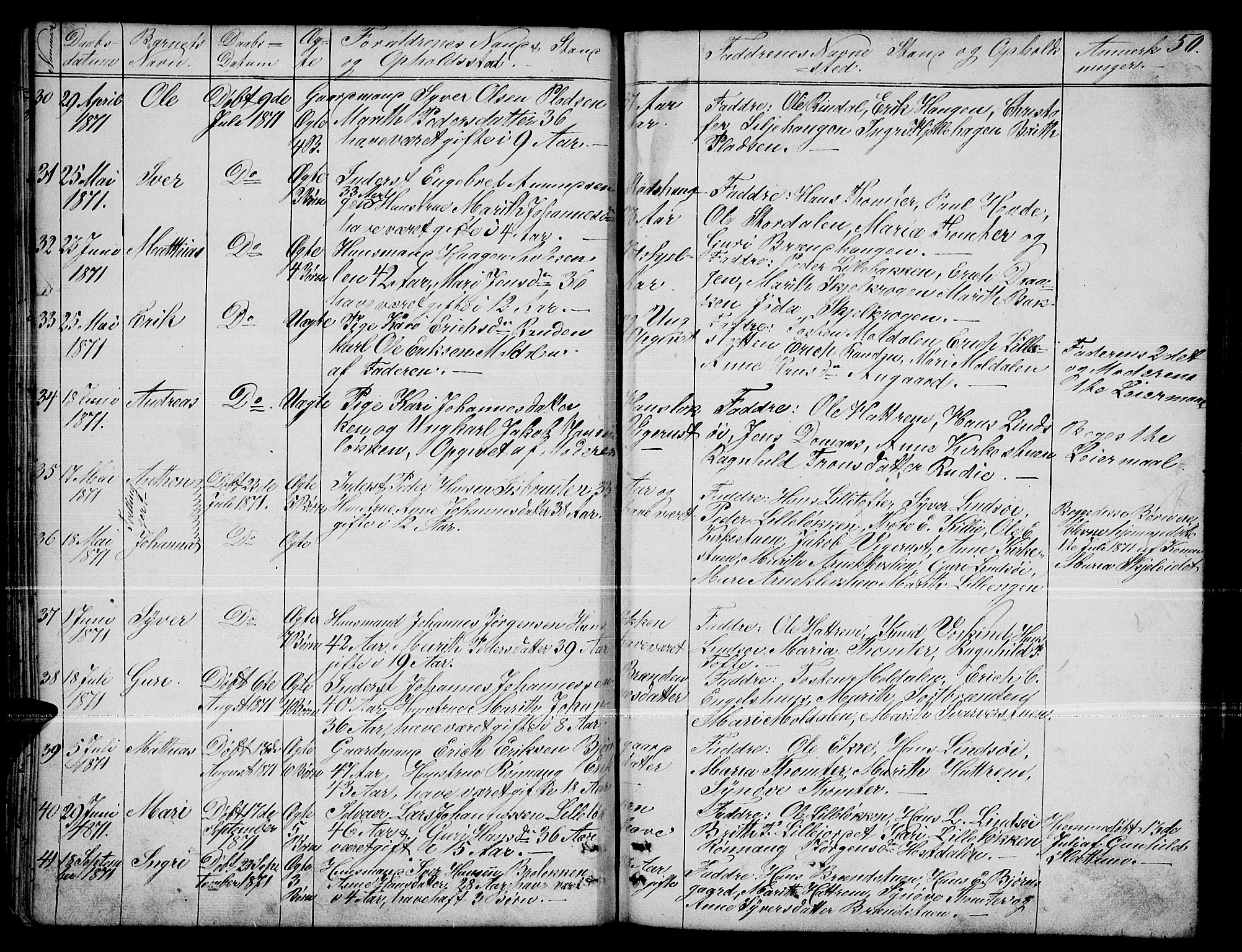 Dovre prestekontor, SAH/PREST-066/H/Ha/Hab/L0001: Parish register (copy) no. 1, 1862-1880, p. 50