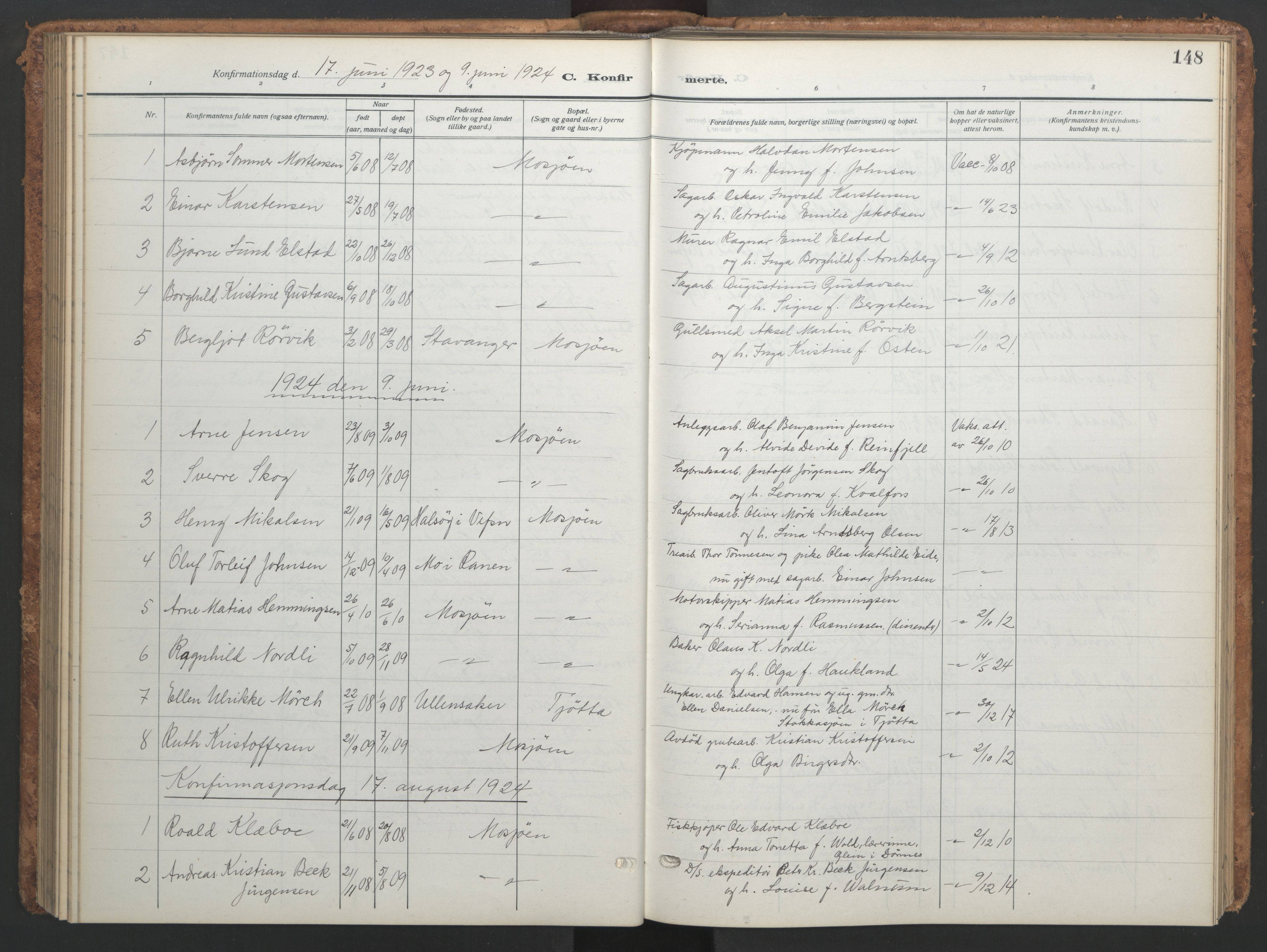 Ministerialprotokoller, klokkerbøker og fødselsregistre - Nordland, AV/SAT-A-1459/820/L0303: Parish register (copy) no. 820C05, 1917-1952, p. 148