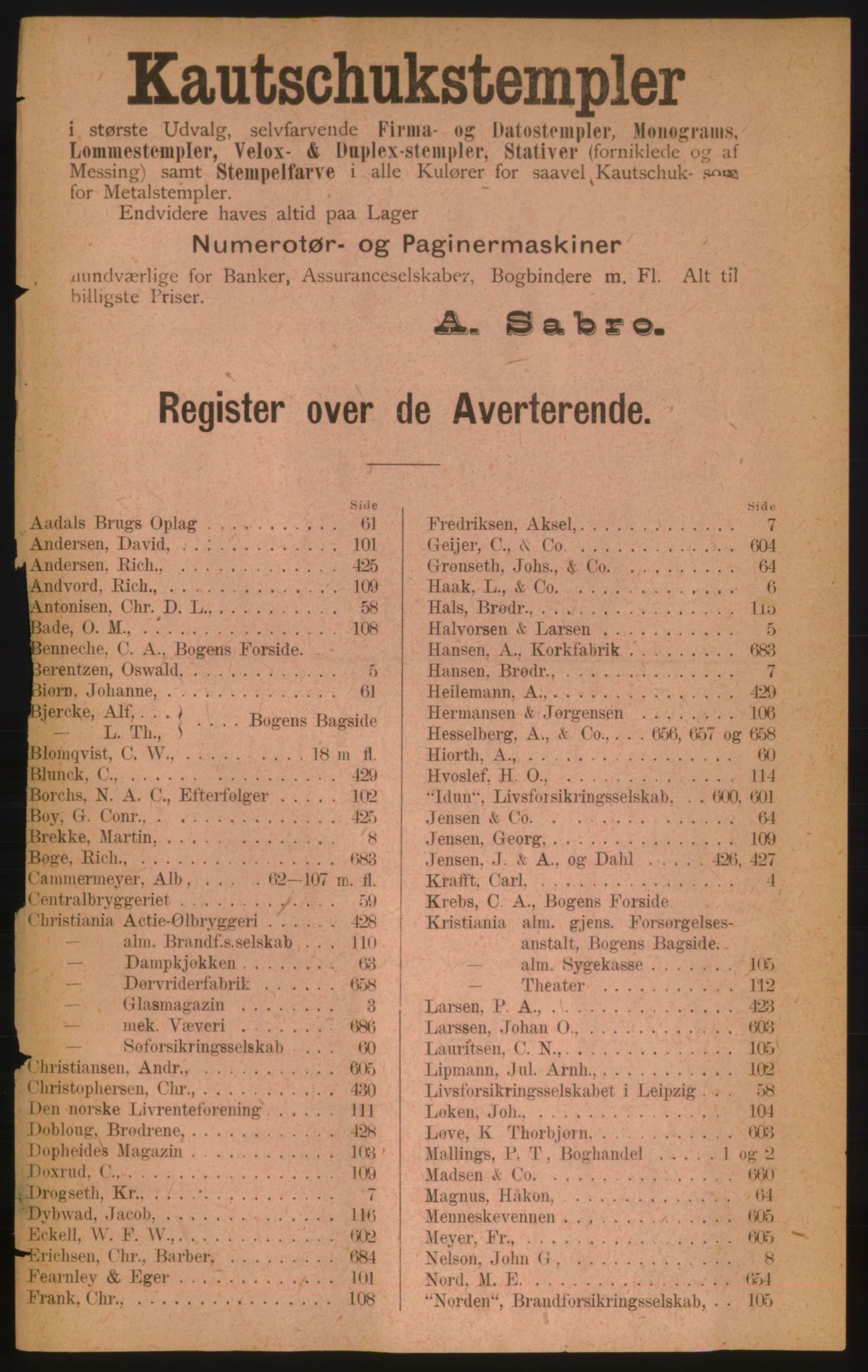 Kristiania/Oslo adressebok, PUBL/-, 1889