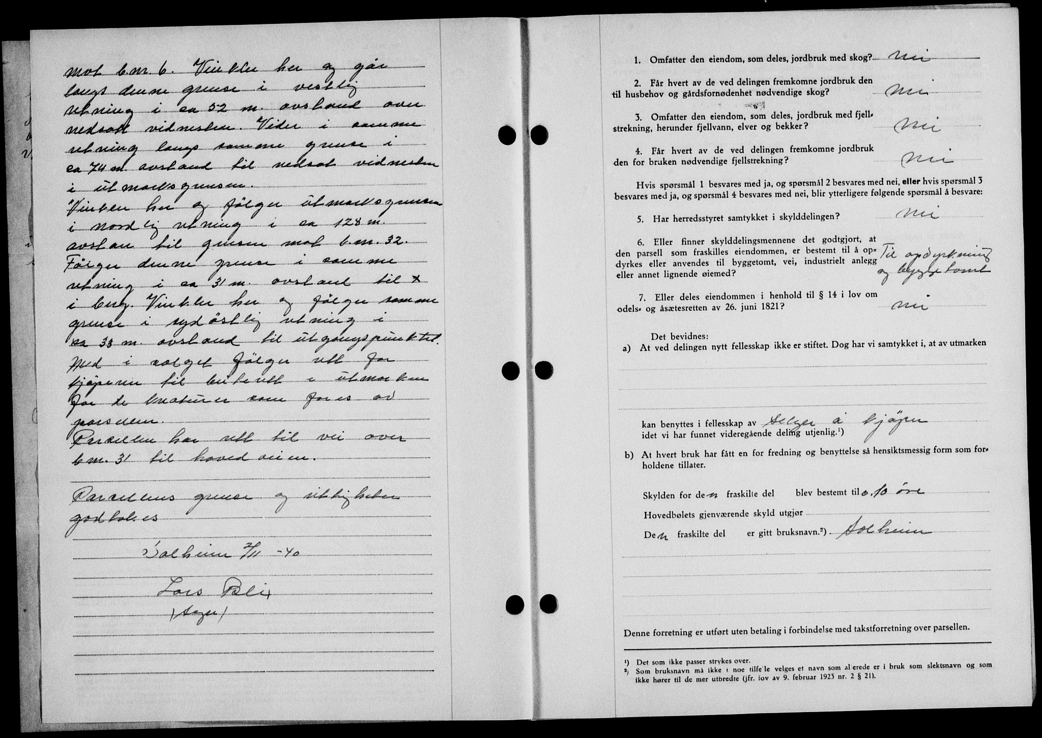 Lofoten sorenskriveri, SAT/A-0017/1/2/2C/L0008a: Mortgage book no. 8a, 1940-1941, Diary no: : 1021/1940