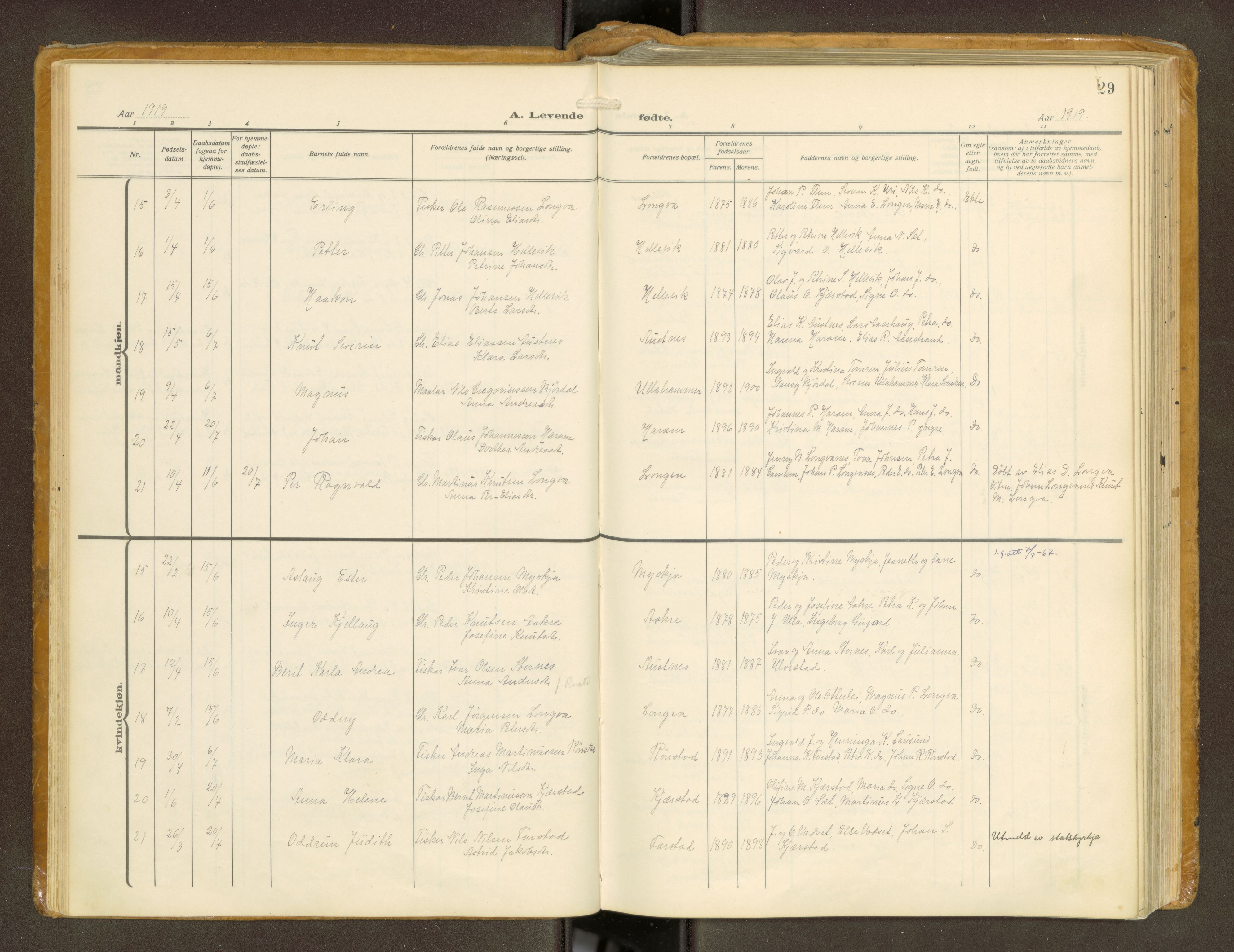 Ministerialprotokoller, klokkerbøker og fødselsregistre - Møre og Romsdal, AV/SAT-A-1454/536/L0518: Parish register (official) no. 536A--, 1914-1931, p. 29